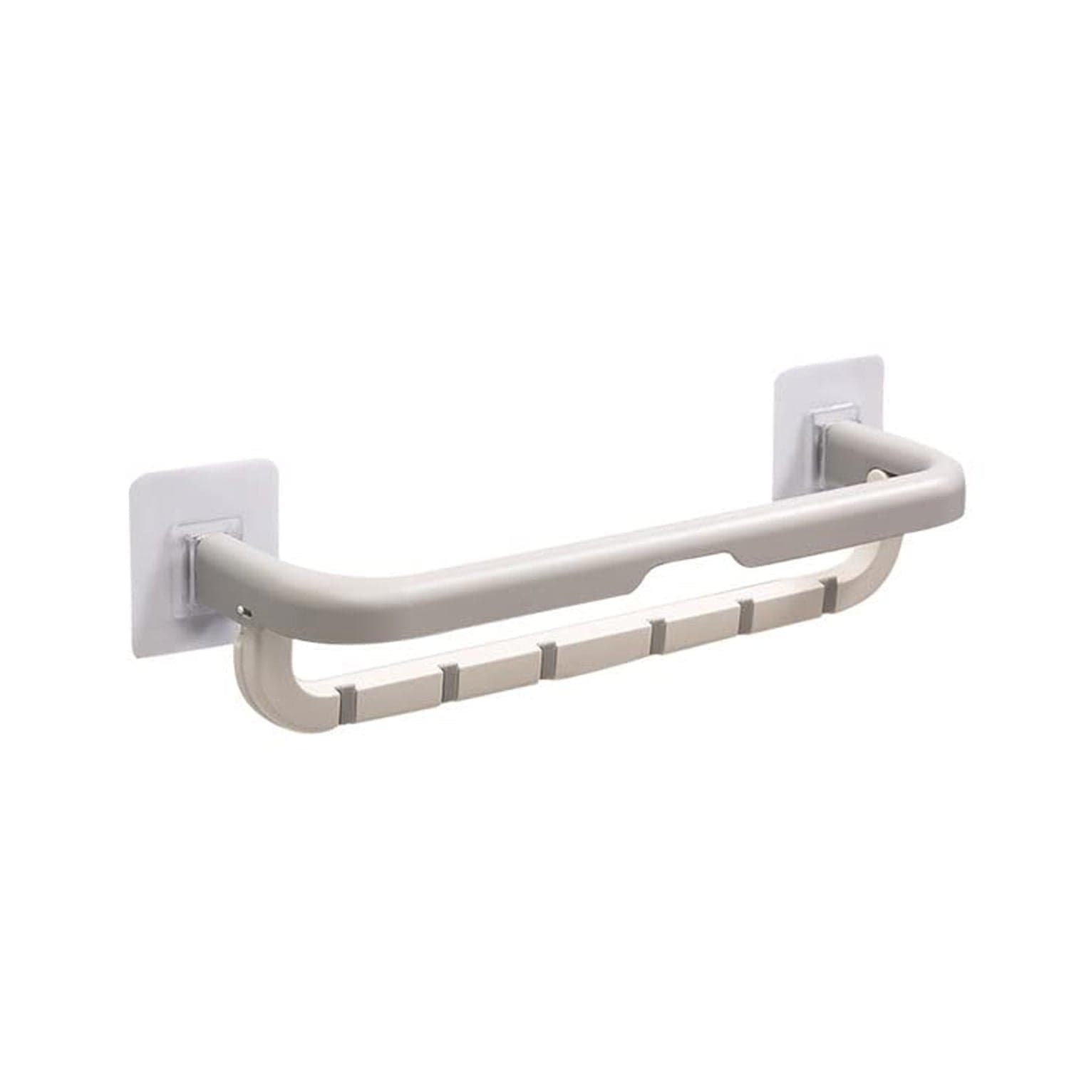 Wall-Mounted Double Bar Towel Holder with Hooks & Adjustable Folding Shelf thumbnail 5