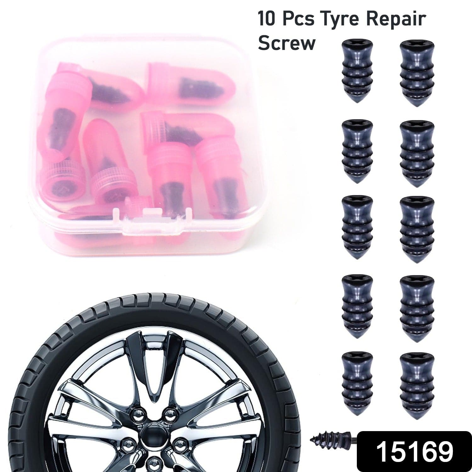 Tire Repair Rubber Nail Car Tire Repair Nails Tire Repair Pink (10 Pcs Set) thumbnail 2