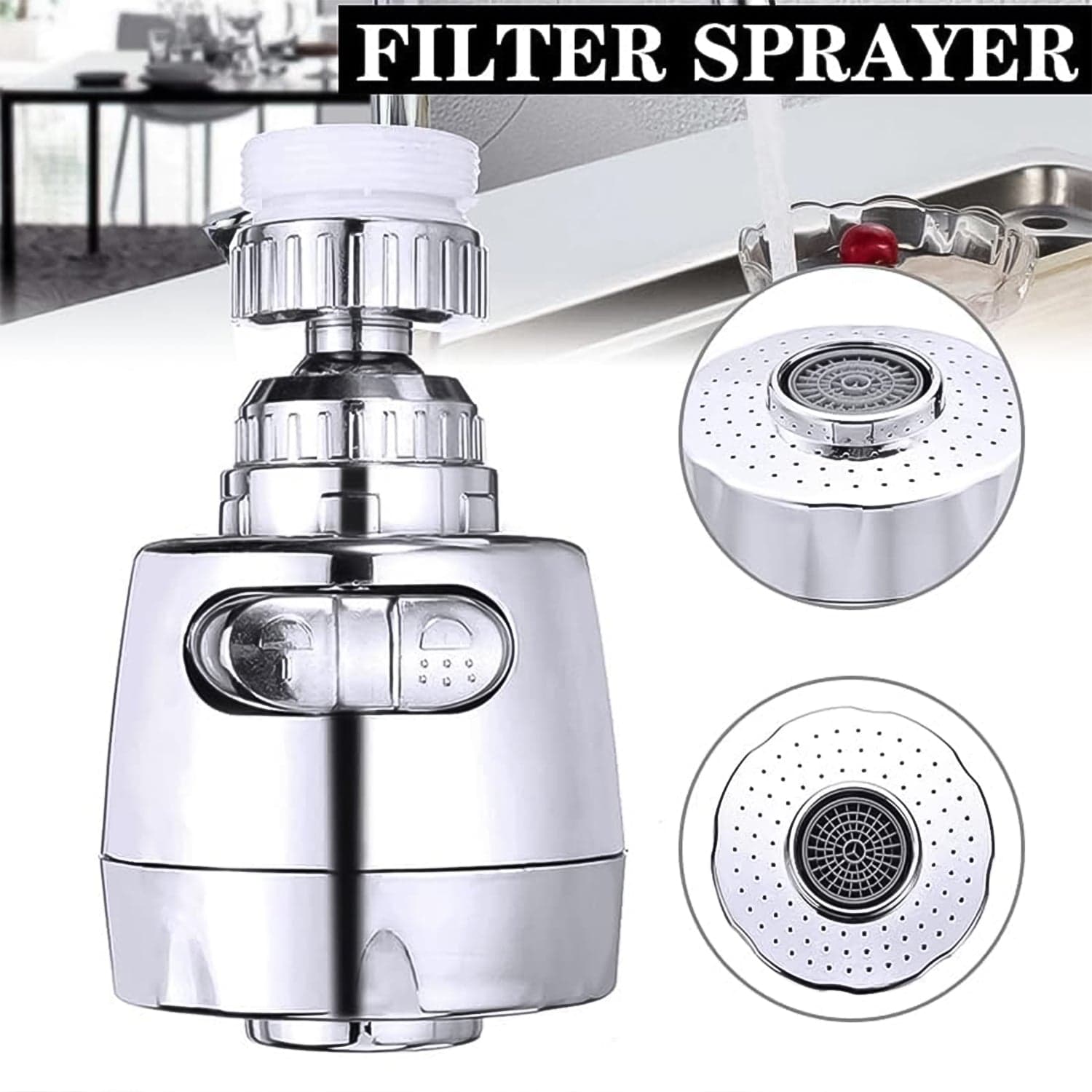 Plastic 360 Degree Rotating Water-Saving Faucet Sprayer Head (1 Pc) thumbnail 4