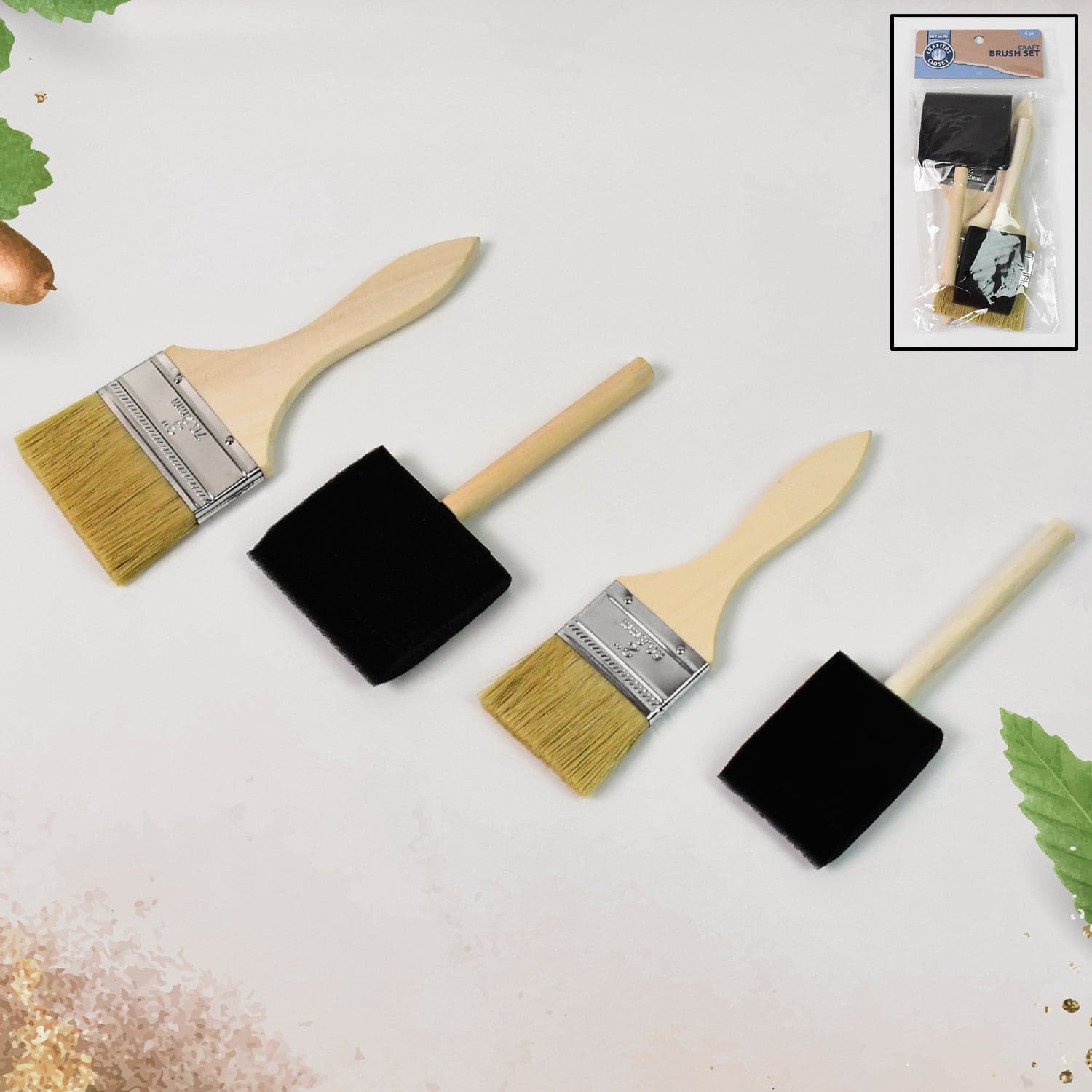 Paint Brush for Wall Painting & Foam Brush Painting Sponge Tool (4 Pcs Set) thumbnail 1