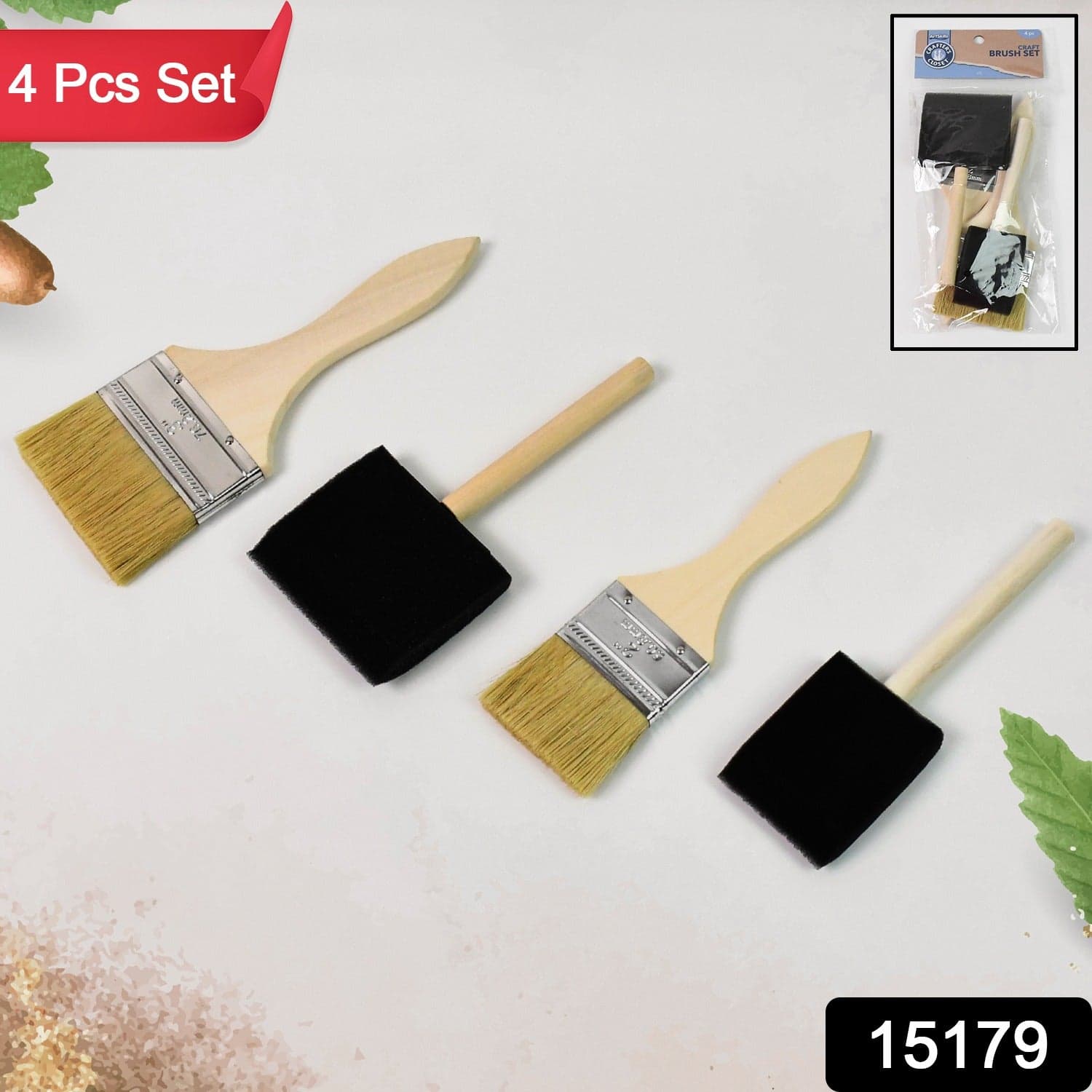 Paint Brush for Wall Painting & Foam Brush Painting Sponge Tool (4 Pcs Set) thumbnail 2