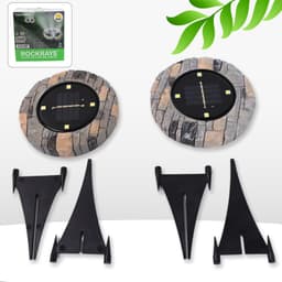 Disk Lights Slate of Heavy Duty Outdoor Solar Pathway Lights of 4 LED (2 Pc)