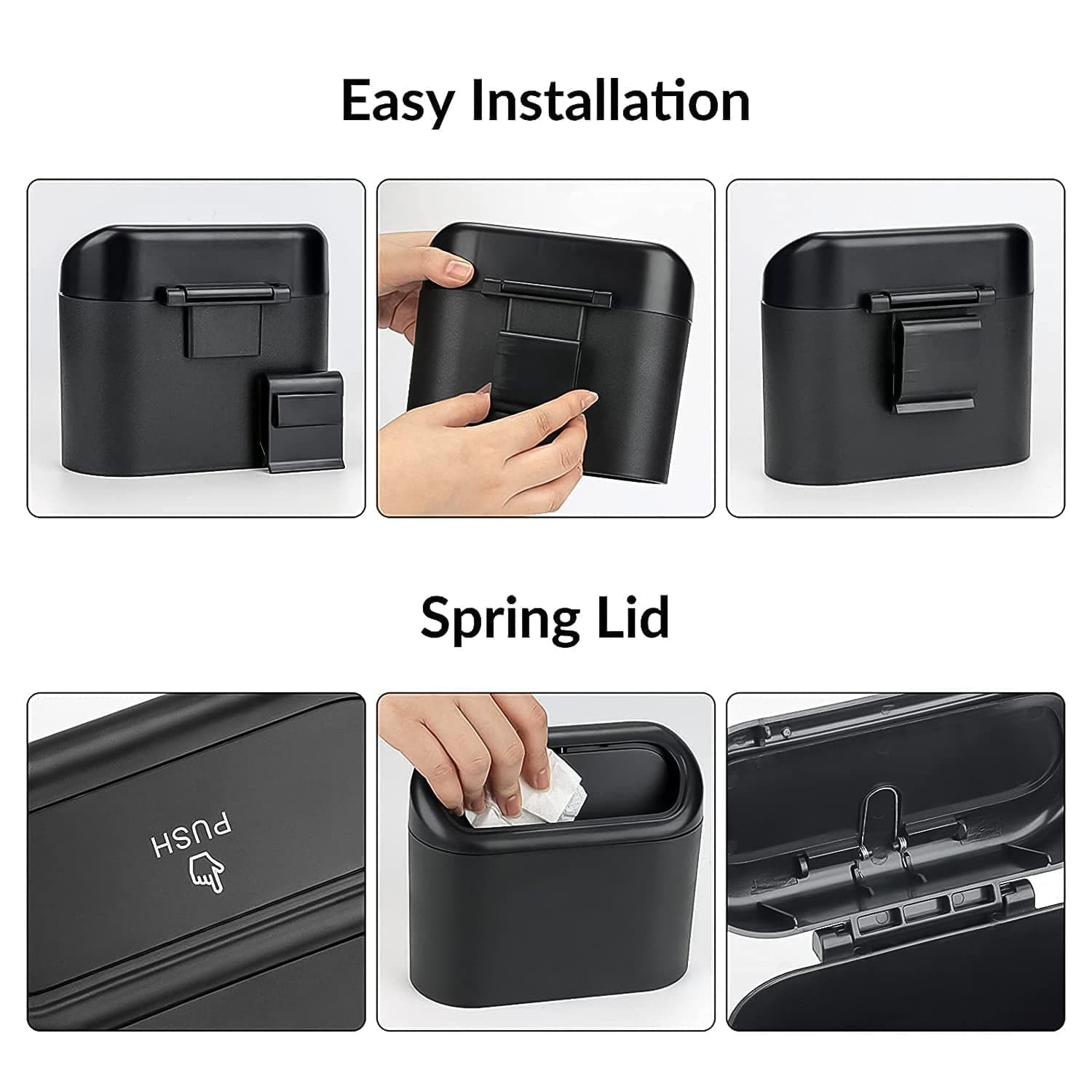 Plastic Mini Car Trash Can / Bin with Lid (1 Pc / With Brown Box) thumbnail 10