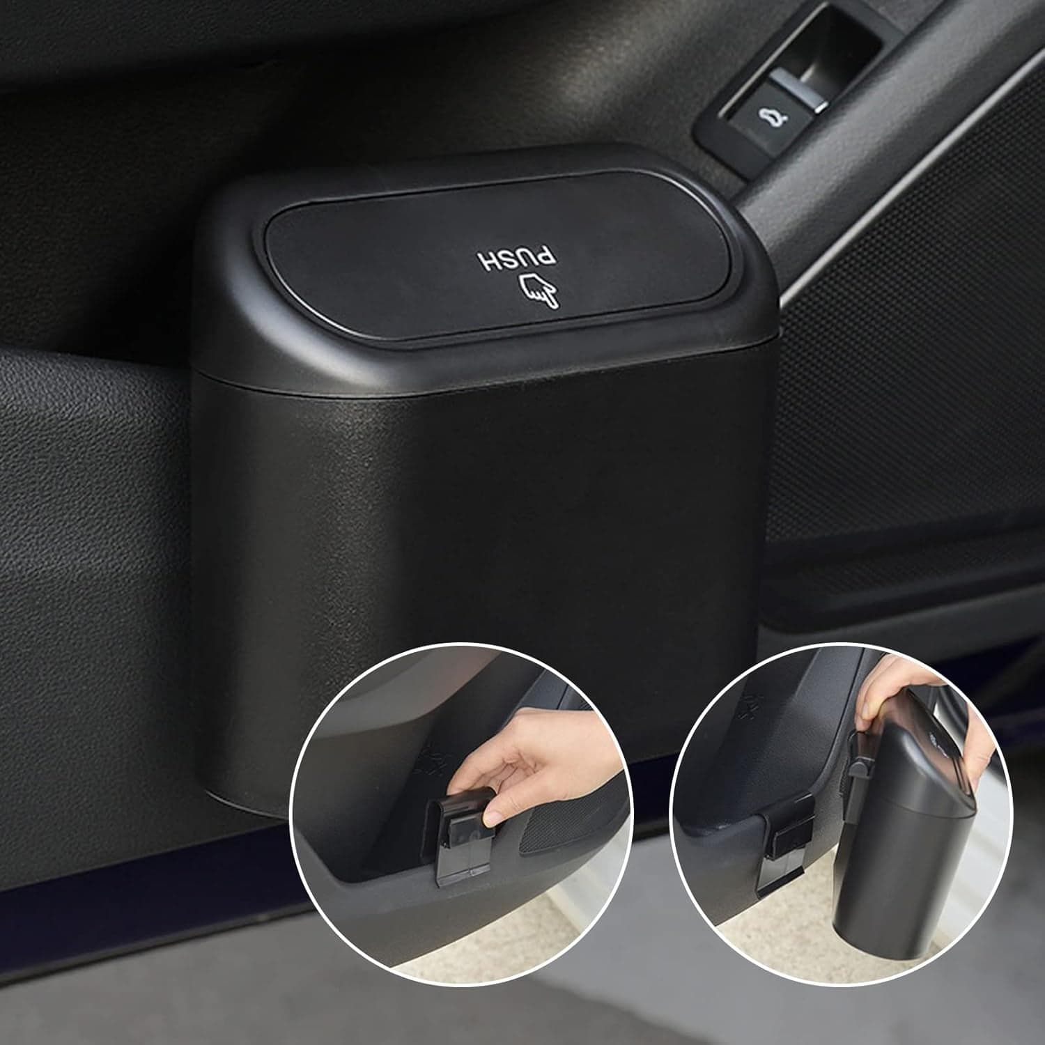 Plastic Mini Car Trash Can / Bin with Lid (1 Pc / With Brown Box) thumbnail 3