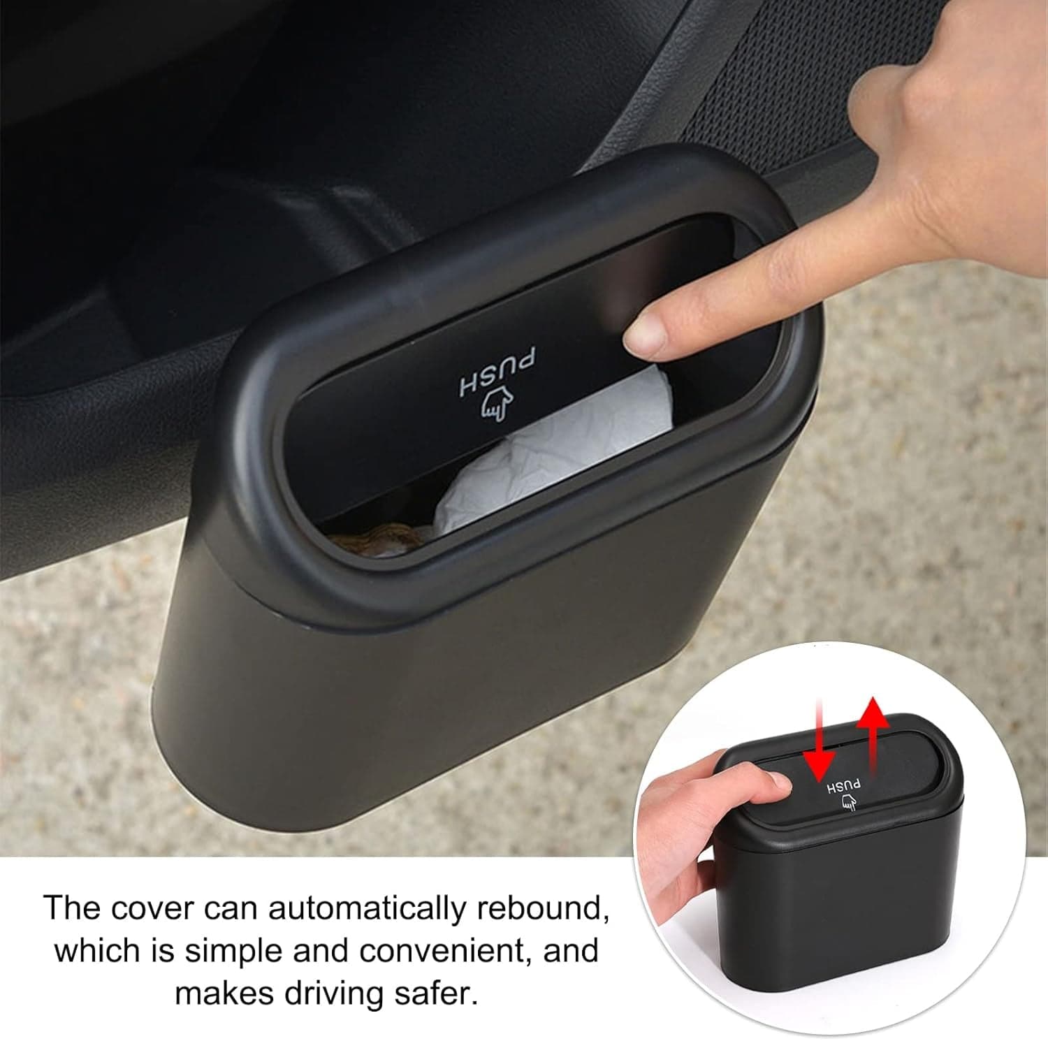 Plastic Mini Car Trash Can / Bin with Lid (1 Pc / With Brown Box) thumbnail 5