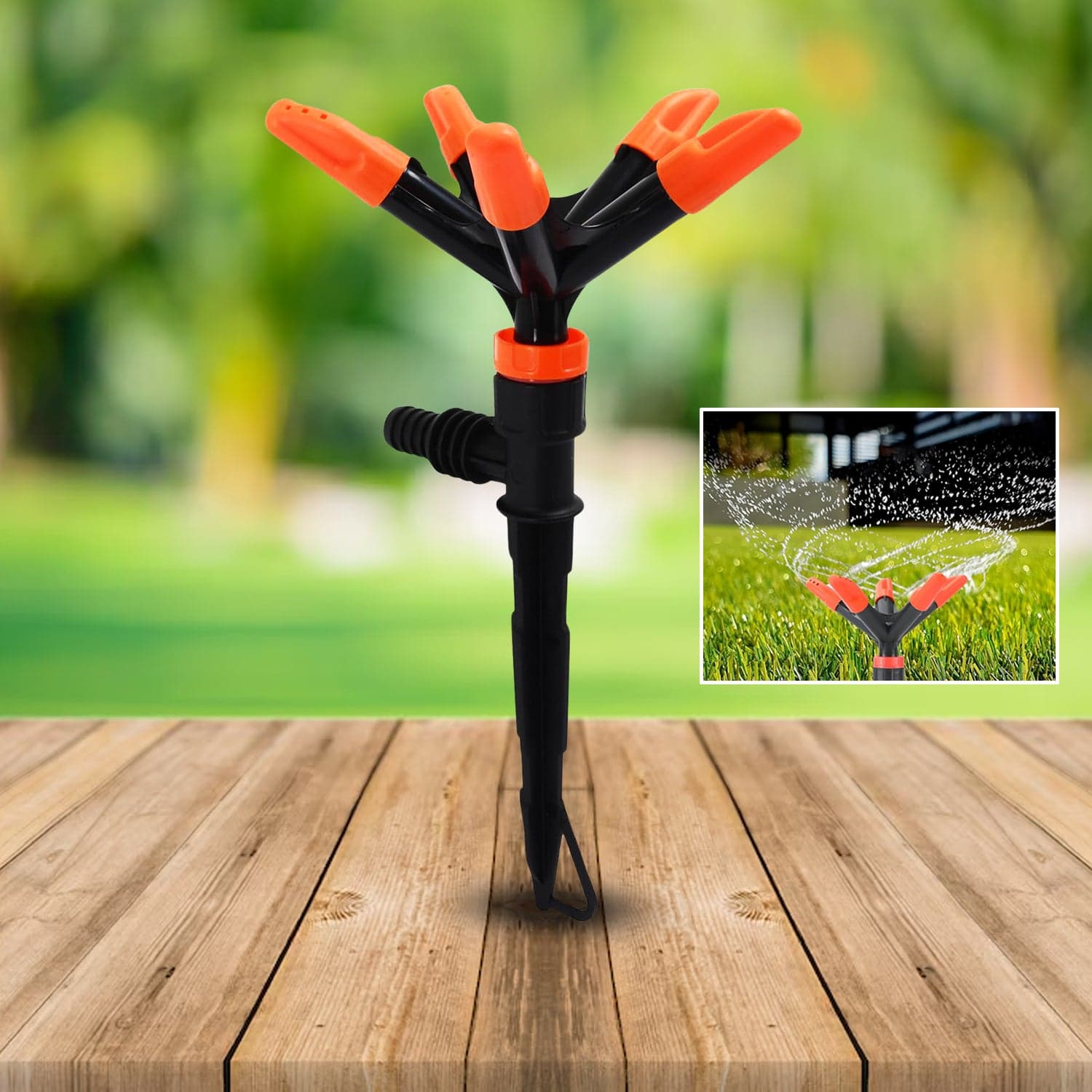 Automatic Garden Sprinkler 360 Degree Rotating Adjustable 5 Arm (1 Pc) thumbnail 1