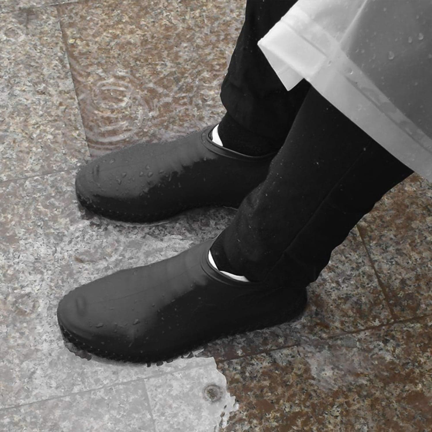 Non-Slip Silicone Reusable Waterproof Rain Shoes Covers (1 Pair / Small / Mix Color) thumbnail 4
