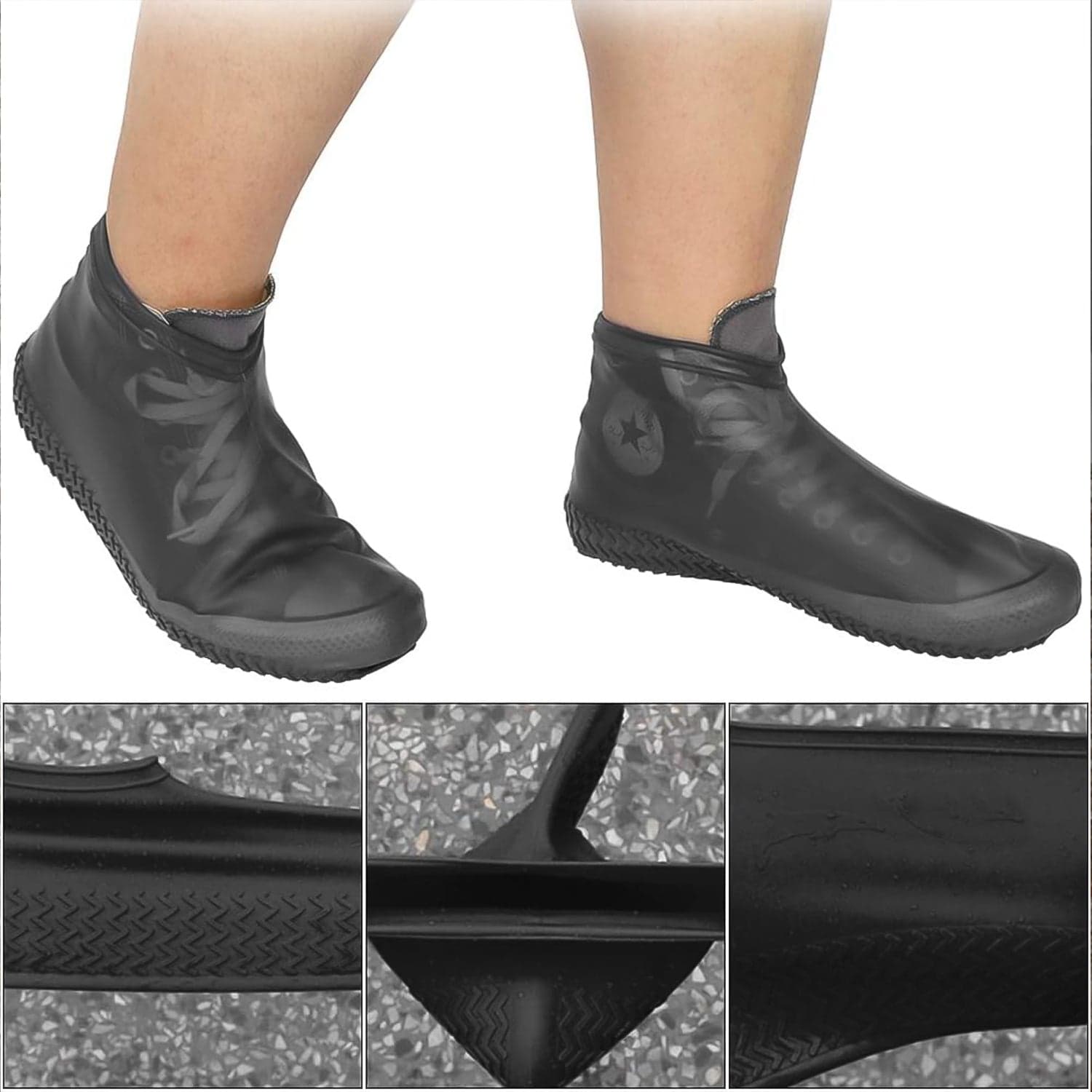 Non-Slip Silicone Reusable Waterproof Rain Shoes Covers (1 Pair / Small / Mix Color) thumbnail 5