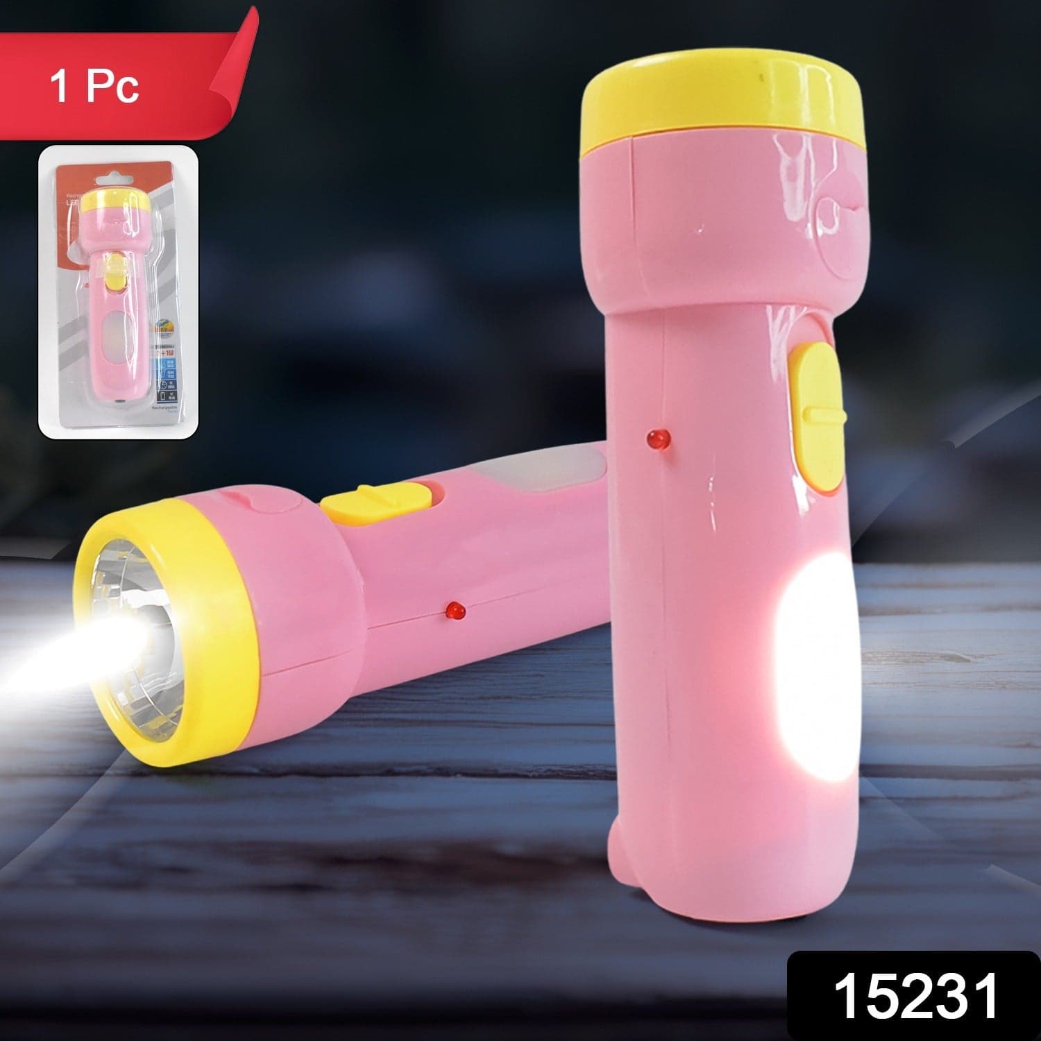 2-in-1 Rechargeable Small Handy LED Torchlight for Home, Outdoor, Tracking (1 Pc) thumbnail 2