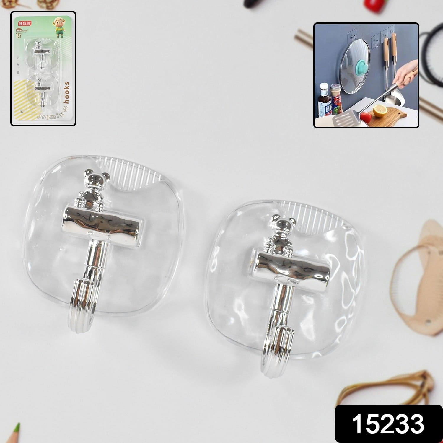 Large Plastic Self Adhesive Wall Hooks (2 Pc) thumbnail 2