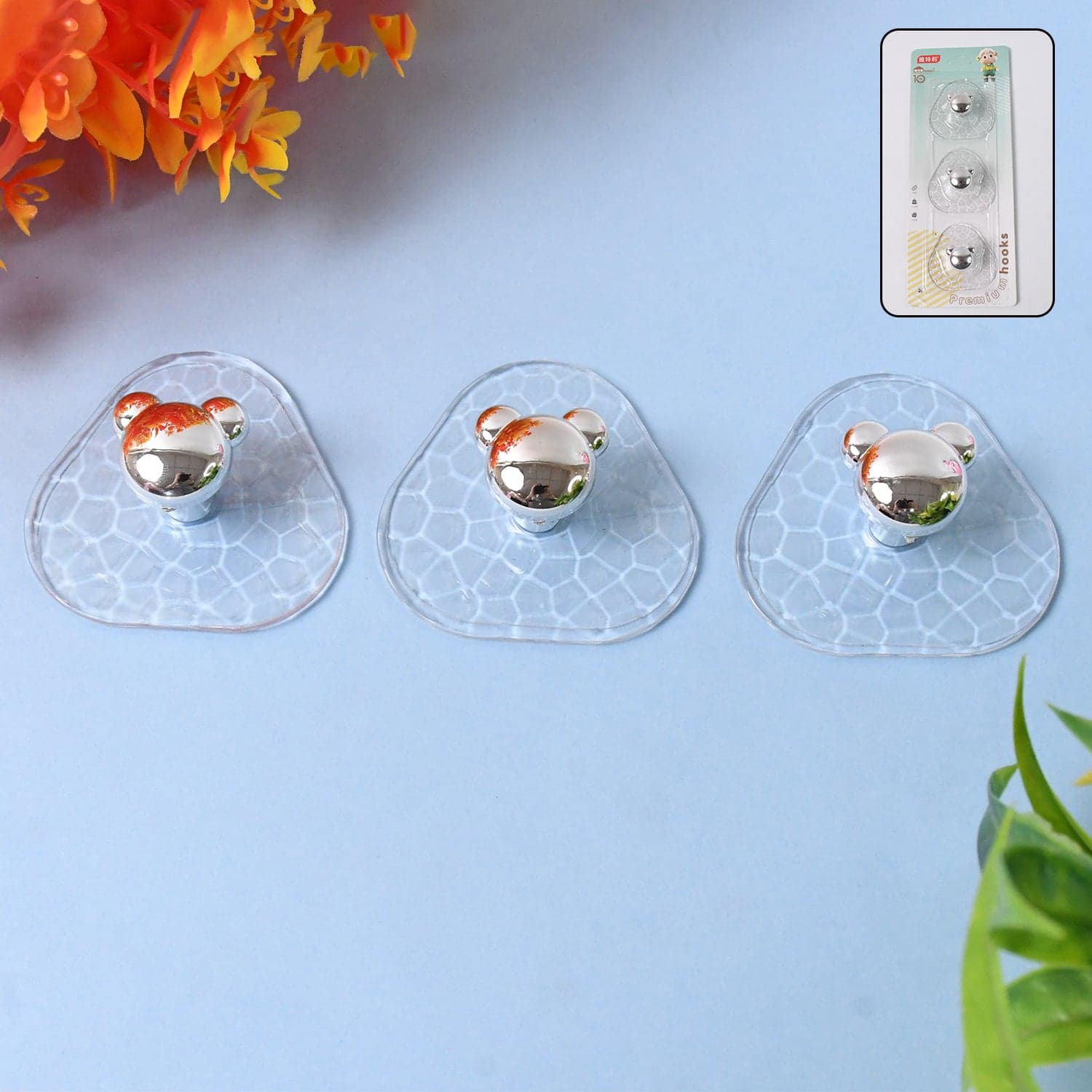 All-Plastic Adhesive Wall Hooks - Strong, No Damage, Easy to Install (3 Pc Set) thumbnail 1
