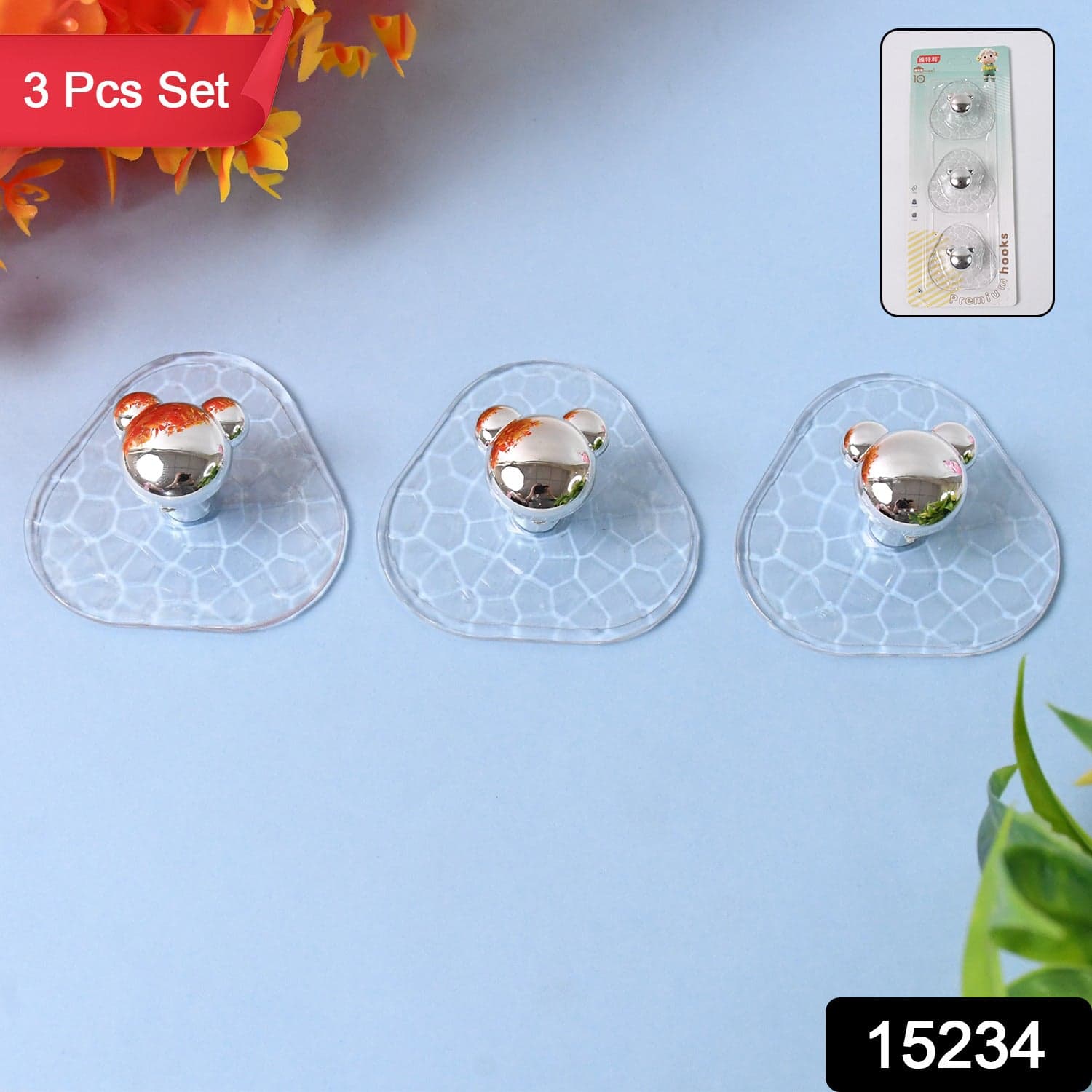 All-Plastic Adhesive Wall Hooks - Strong, No Damage, Easy to Install (3 Pc Set) thumbnail 2