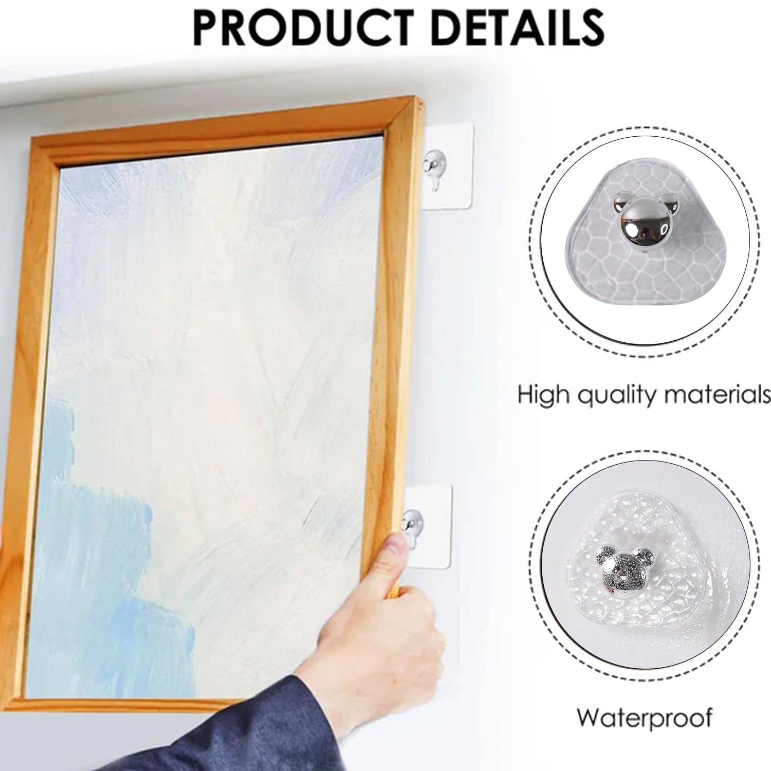 All-Plastic Adhesive Wall Hooks - Strong, No Damage, Easy to Install (3 Pc Set) thumbnail 6