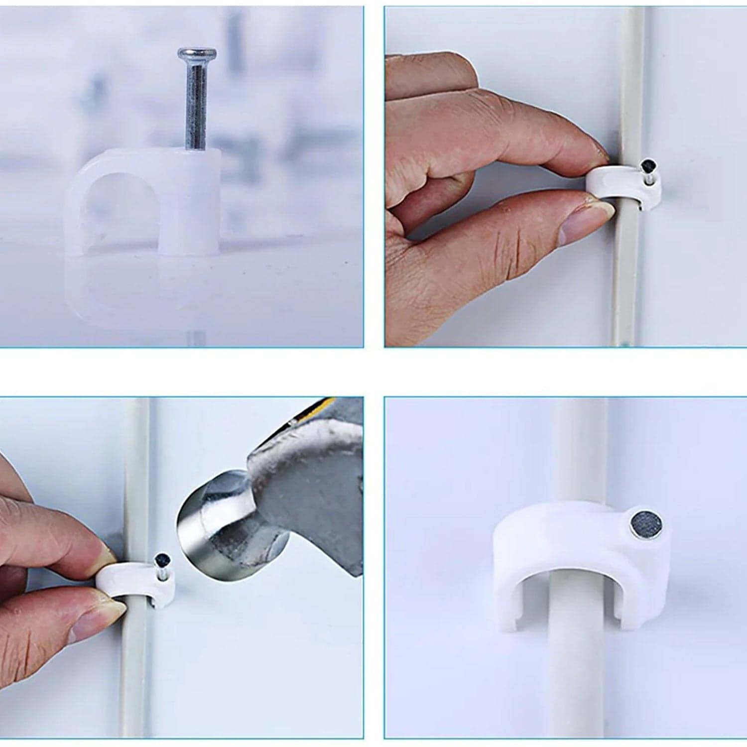 Wire Wall Clips, Plastic Cable Clips Round Wire Pins with Steel Nail (20 Pcs Set) thumbnail 5