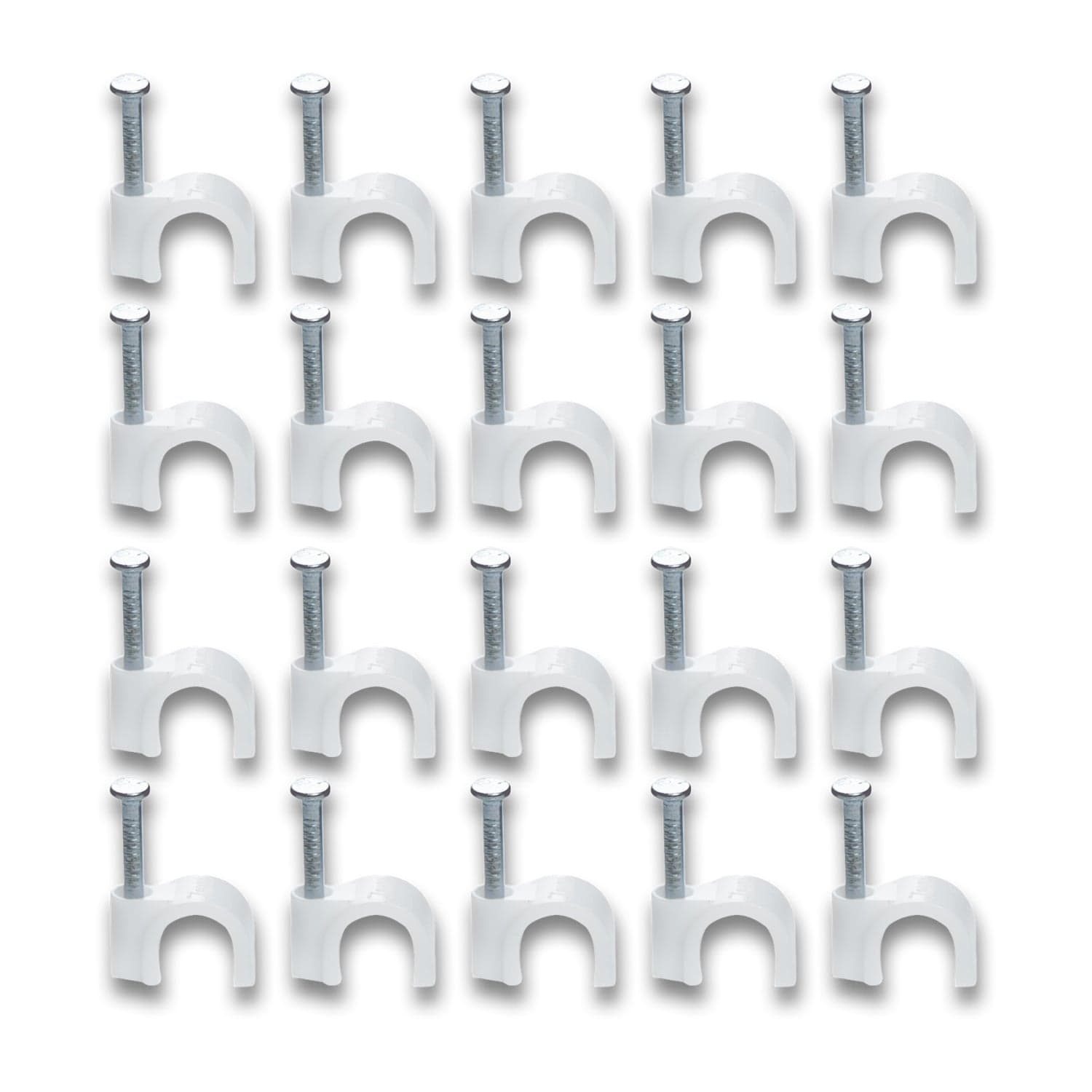 Wire Wall Clips, Plastic Cable Clips Round Wire Pins with Steel Nail (20 Pcs Set) thumbnail 6