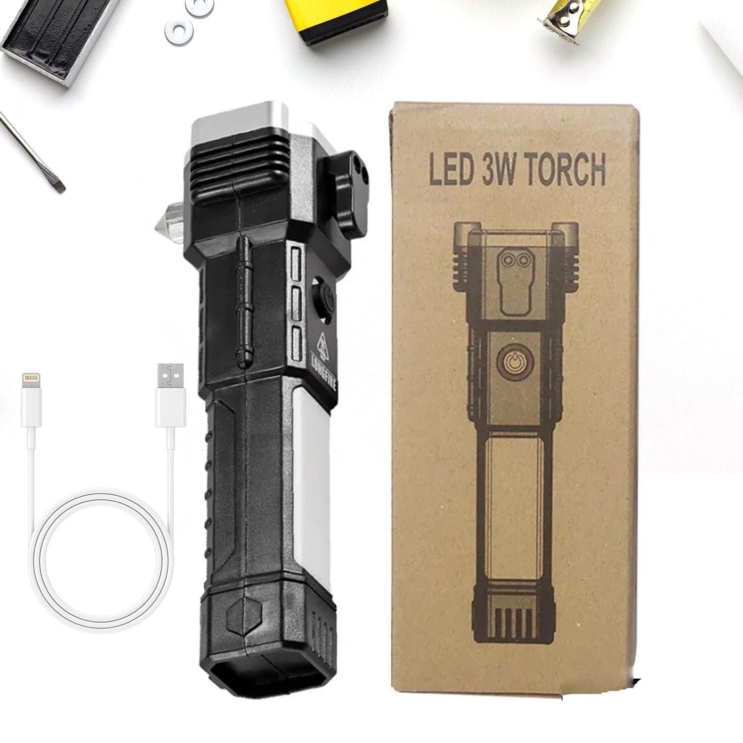 Portable 3W Rechargeable Torch Led Flashlight Long Distance Beam Range thumbnail 3