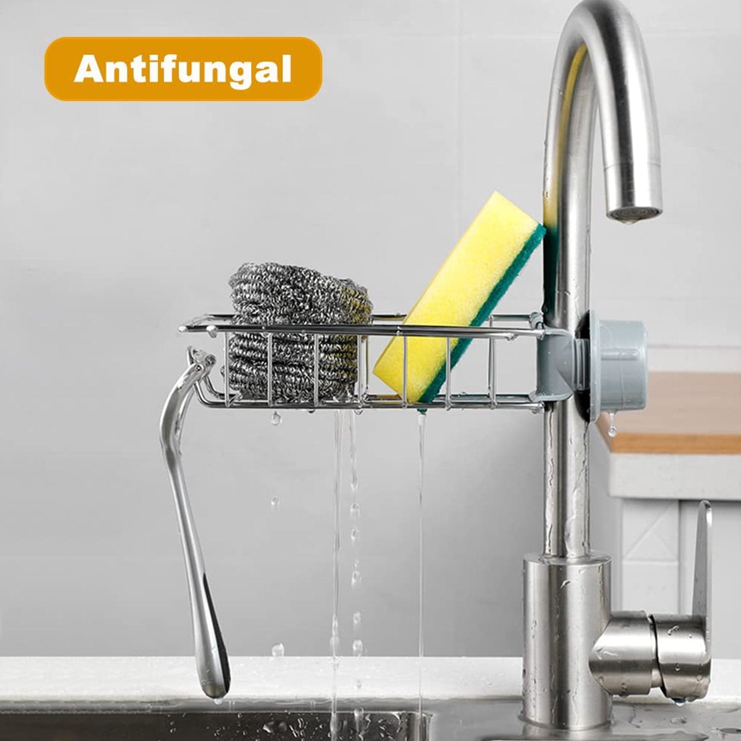 Soap, Sponge Holder, Stainless Steel Sink, Caddy Organizer (1 Pc) thumbnail 3