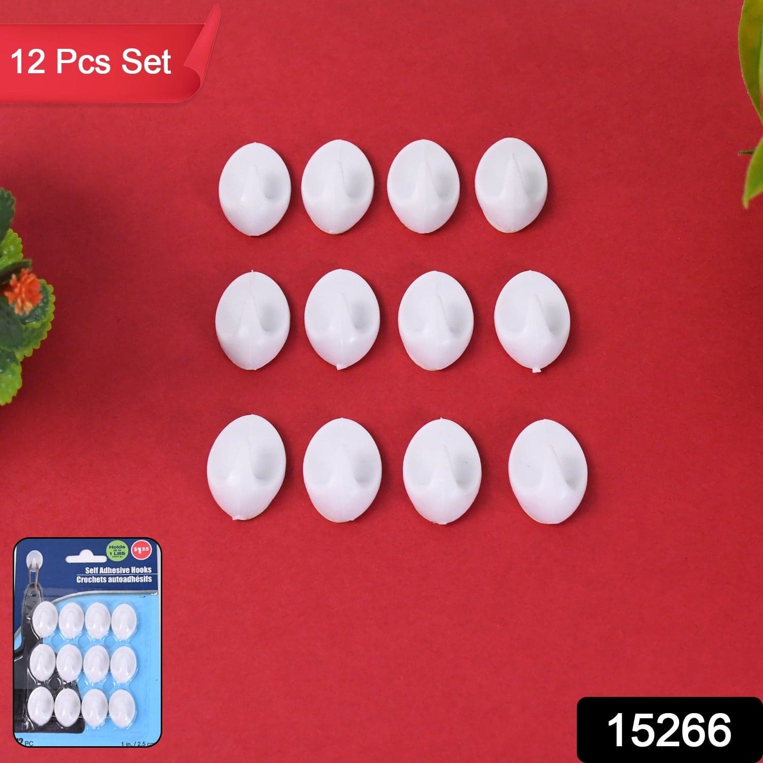 Earth Star Self Adhesive Plastic Wall Hook (12 Pc) thumbnail 2