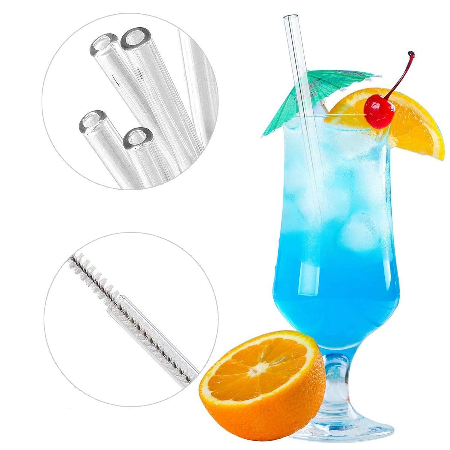 4 Pcs Reusable Glass Straws with 1 Cleaning Brushes thumbnail 5