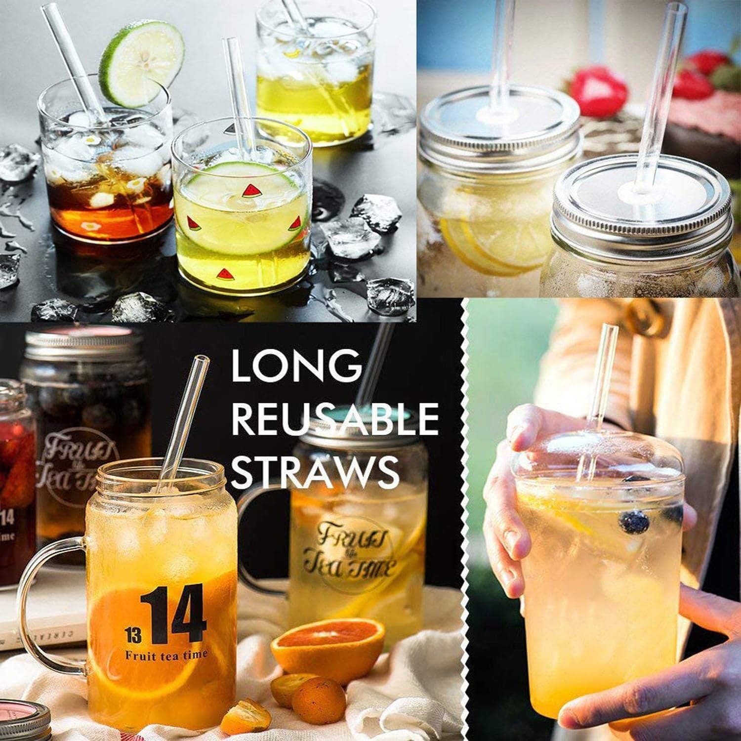 4 Pcs Reusable Glass Straws with 1 Cleaning Brushes thumbnail 6