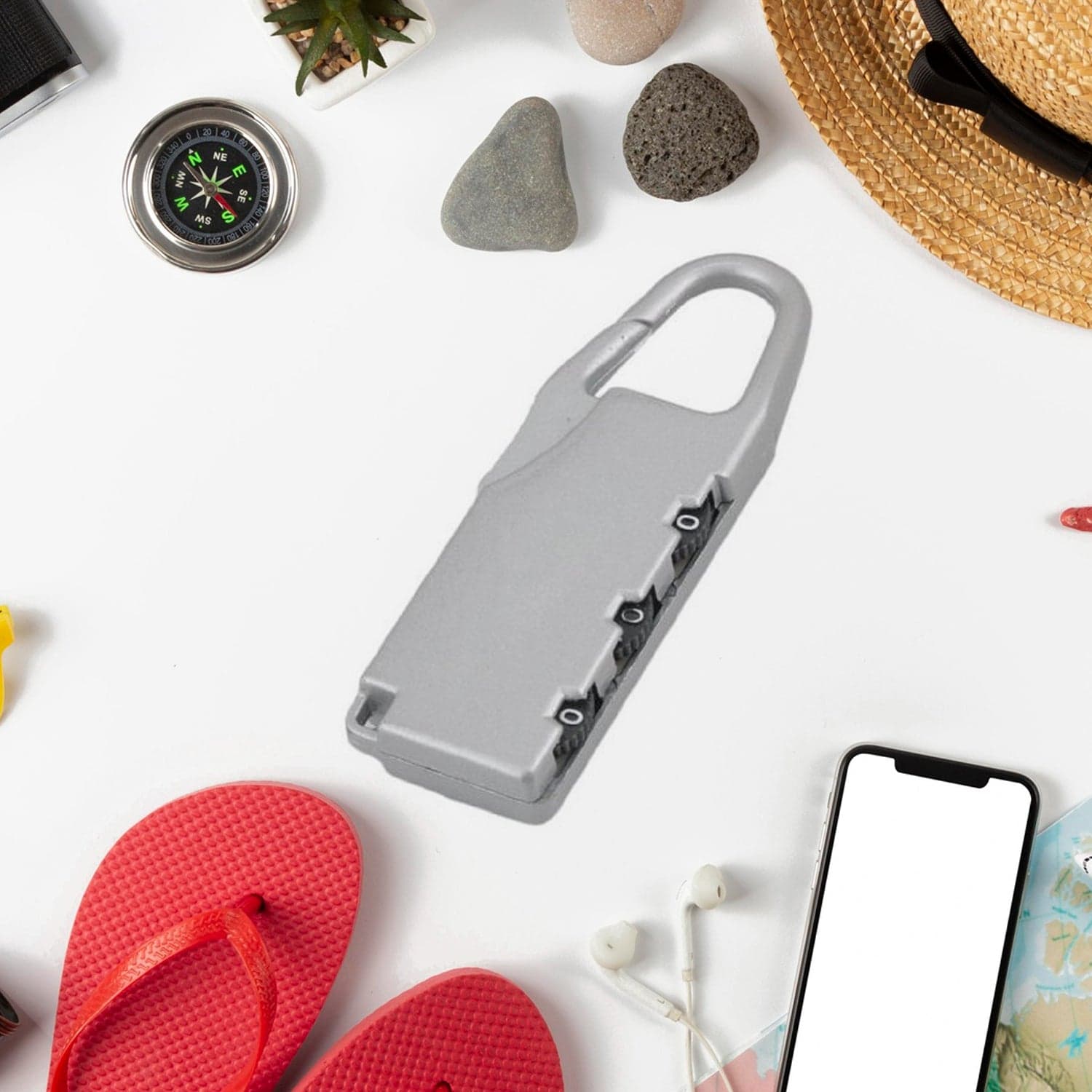Silver Tone Motorcycle Bike Helmet Lock thumbnail 3