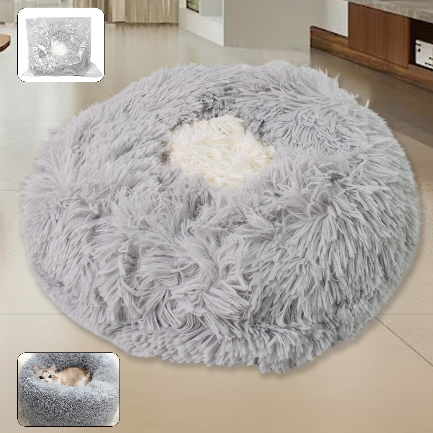 Medium Round Dog Beds for Small, Medium Dogs and Cats (1 Pc) thumbnail 1