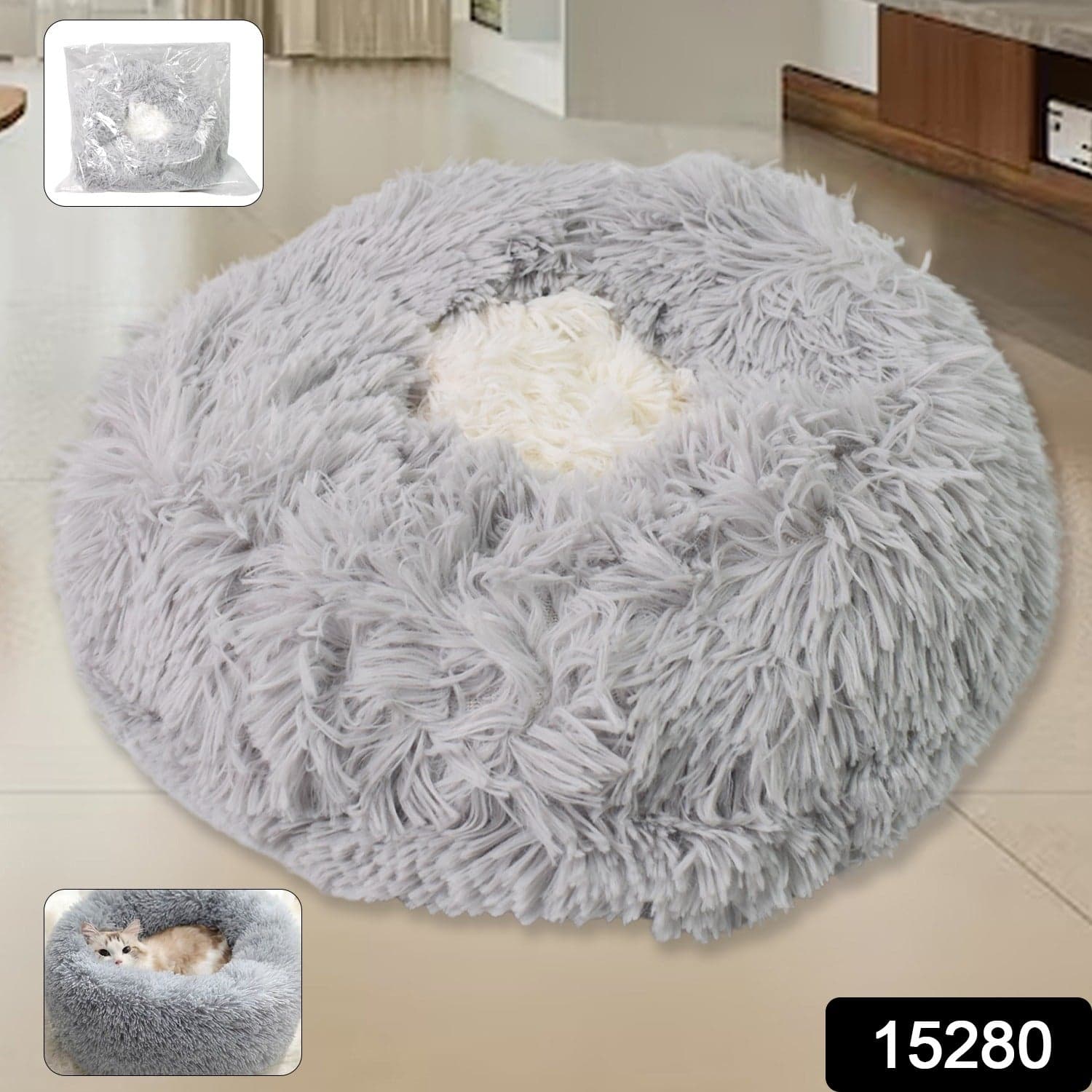 Medium Round Dog Beds for Small, Medium Dogs and Cats (1 Pc) thumbnail 2