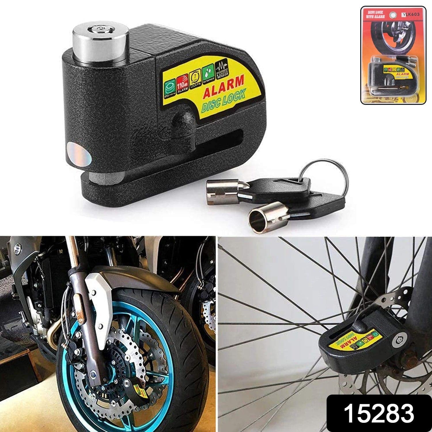 Alarm Disc Lock Motorbike Anti-Theft Disc Brake Lock (1 Pc / With 2 Key) thumbnail 2