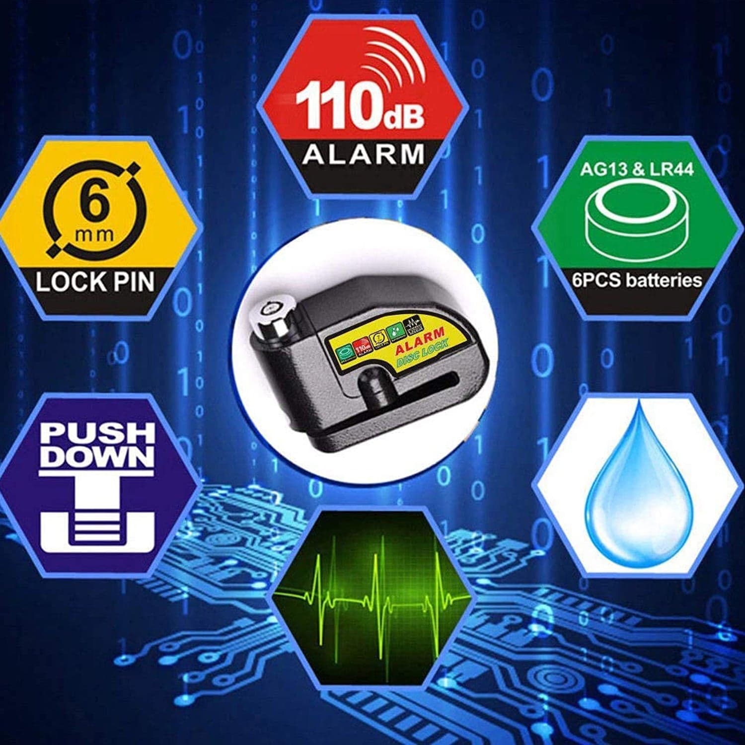 Alarm Disc Lock Motorbike Anti-Theft Disc Brake Lock (1 Pc / With 2 Key) thumbnail 3