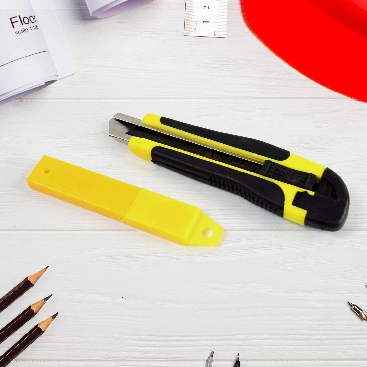 Cutter Knife Set with 1 Replacement Blades, Cutter Knife Advanced Tool (1 Pc / Mix Color) thumbnail 1