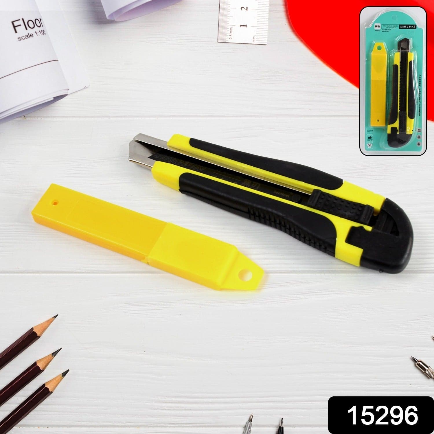 Cutter Knife Set with 1 Replacement Blades, Cutter Knife Advanced Tool (1 Pc / Mix Color) thumbnail 2