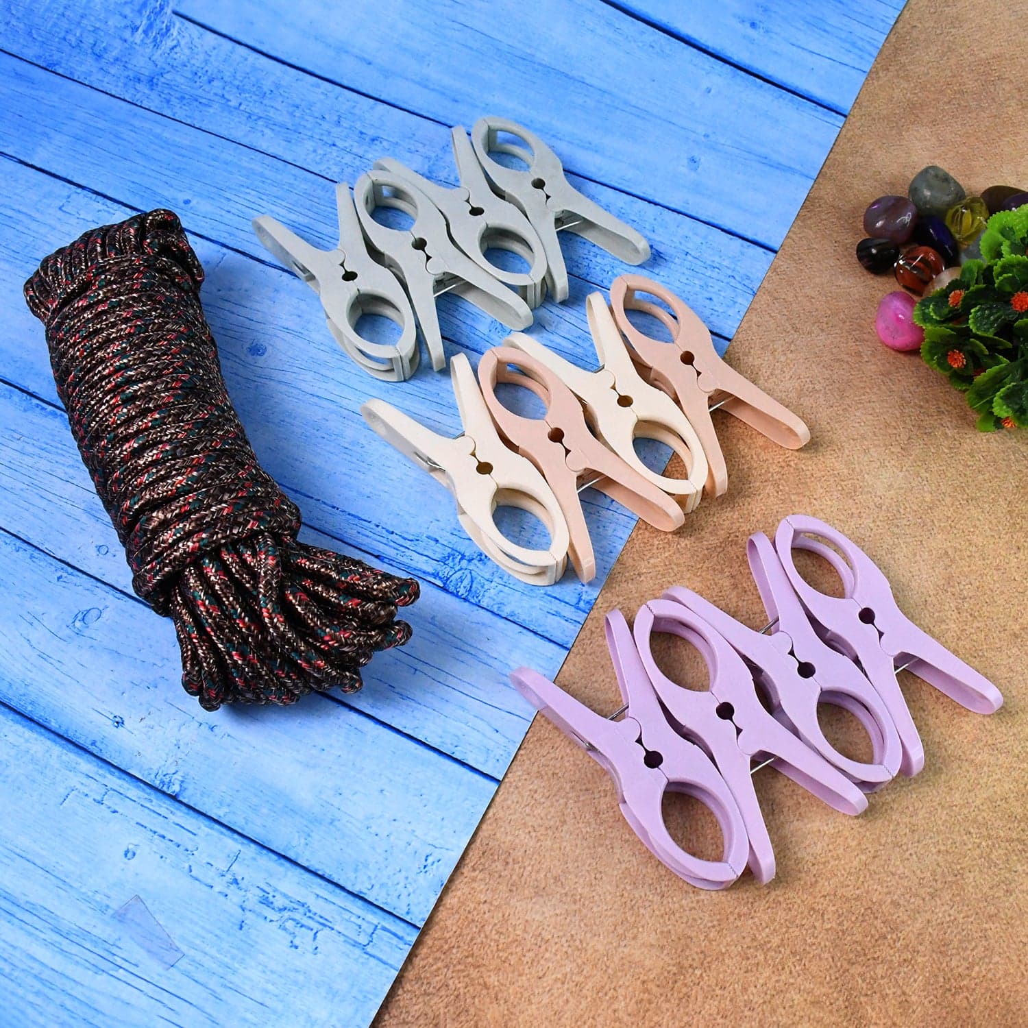 Cloth Drying Rope with Clips of Convenient and Durable Hanging Solution (12 Pc) thumbnail 3