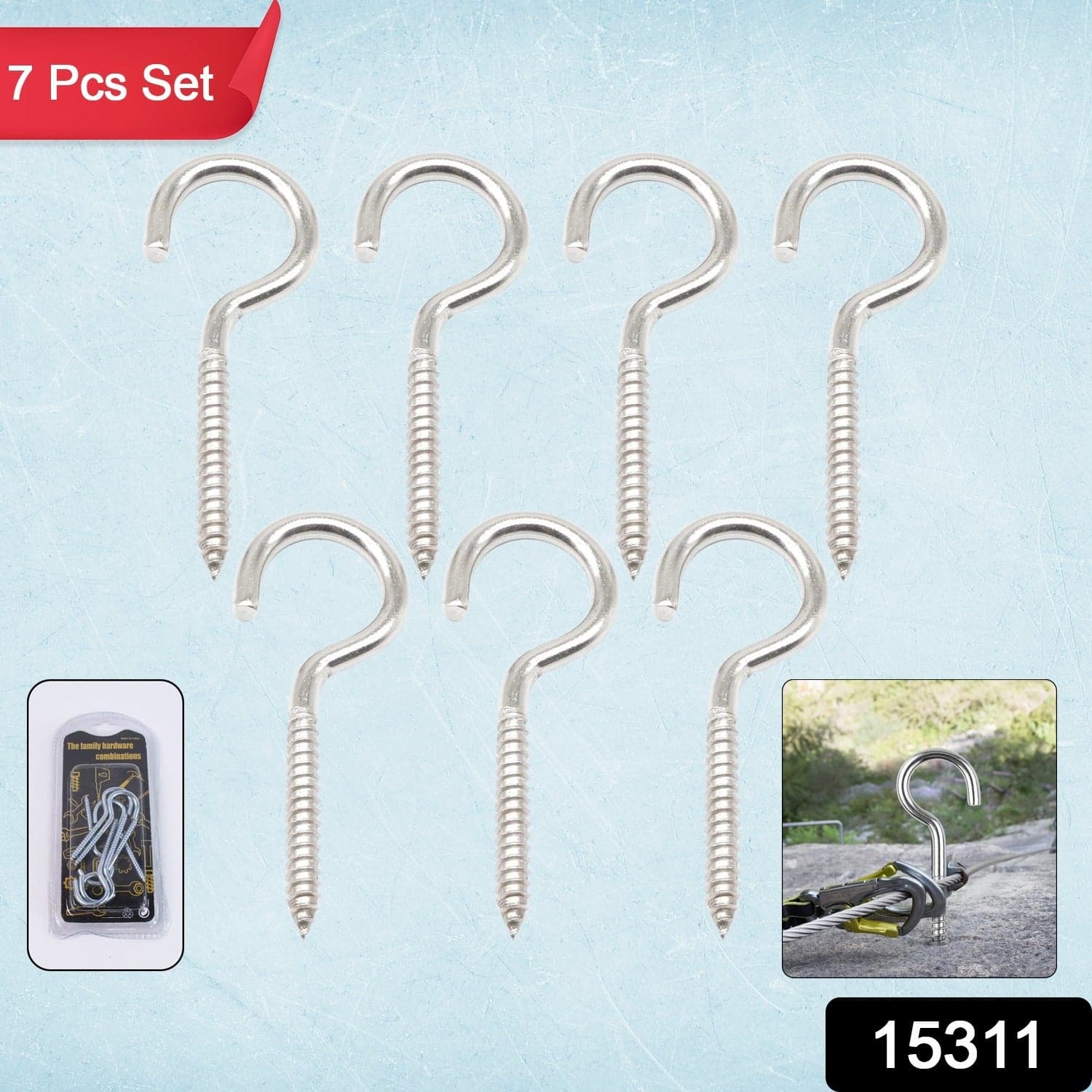 Eye Hooks Screw in Heavy Duty, Stainless Steel Eye Bolts Screw (7 Pc Set) thumbnail 2