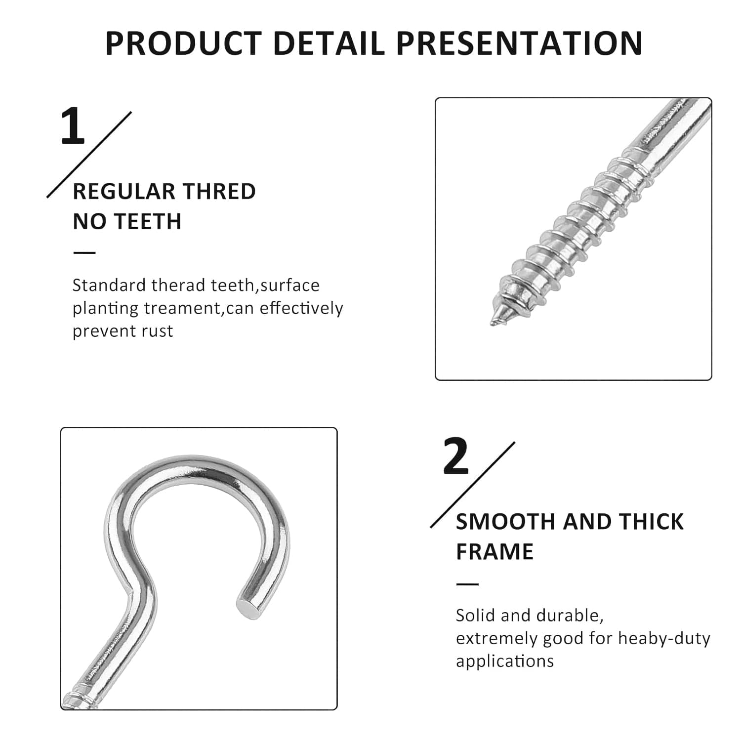 Eye Hooks Screw in Heavy Duty, Stainless Steel Eye Bolts Screw (7 Pc Set) thumbnail 6
