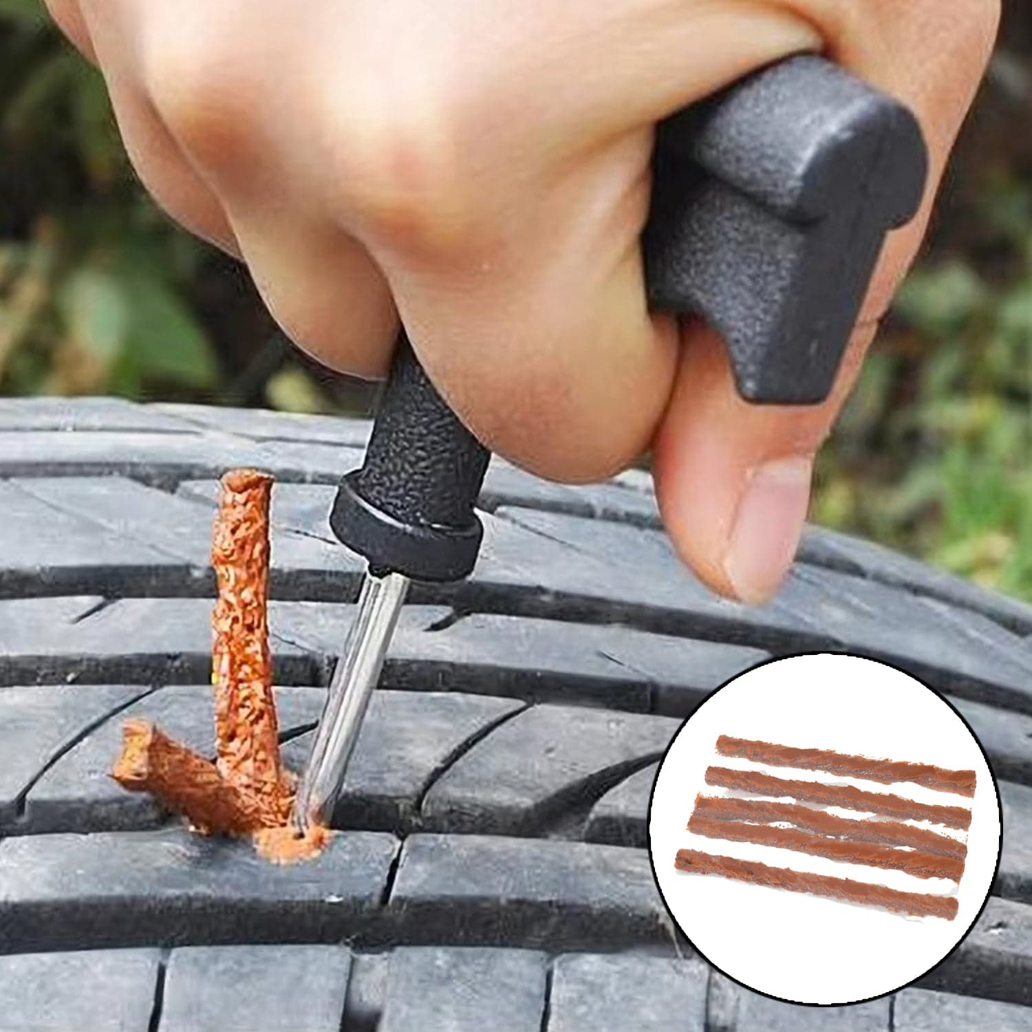 Tyre Repair Puncture Kit with 5 Rubber Strips (8 Pcs Set) thumbnail 5