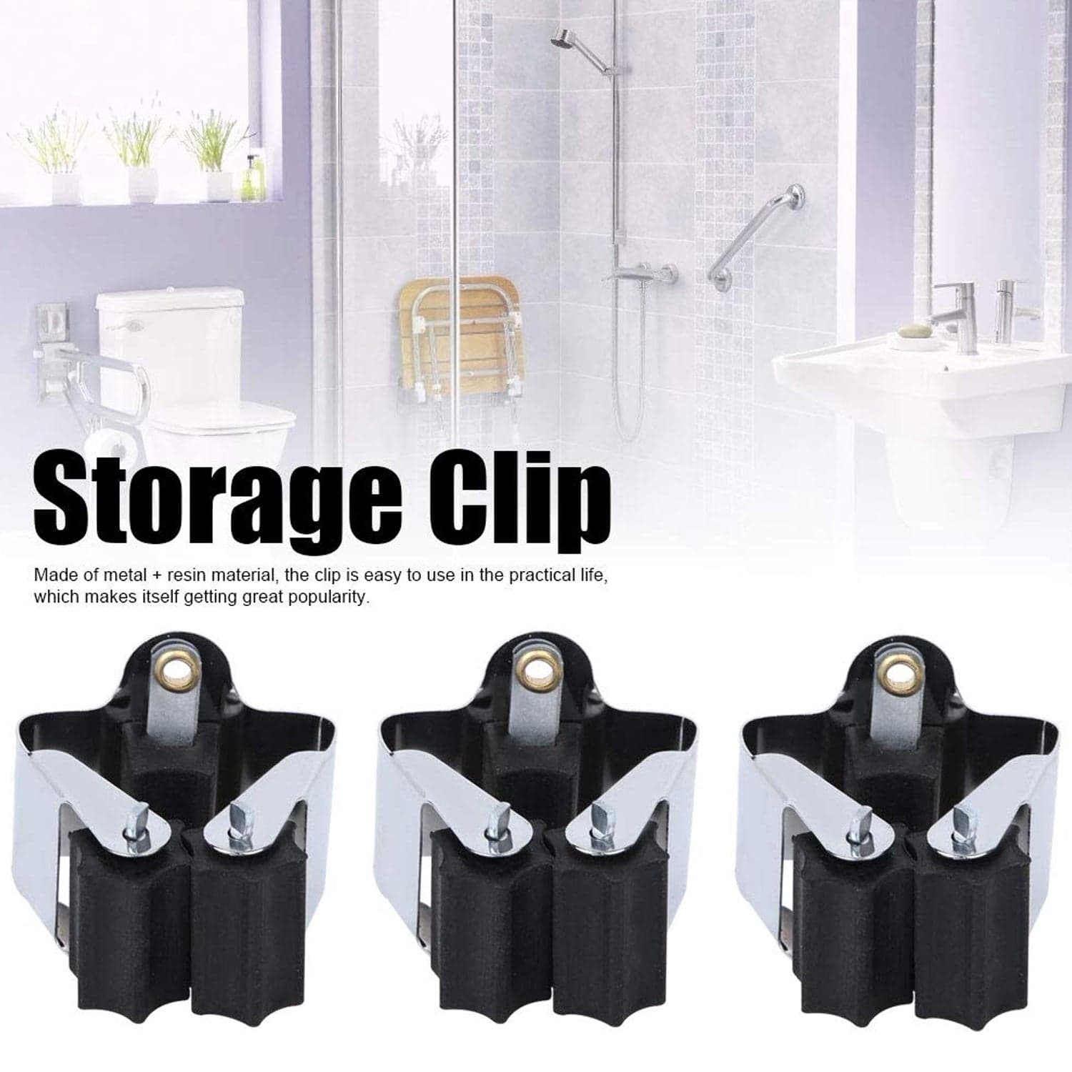 Multifunction Wall Mount Garage Holder for Mop / Broom / Hanger (4 Pcs Set) thumbnail 6