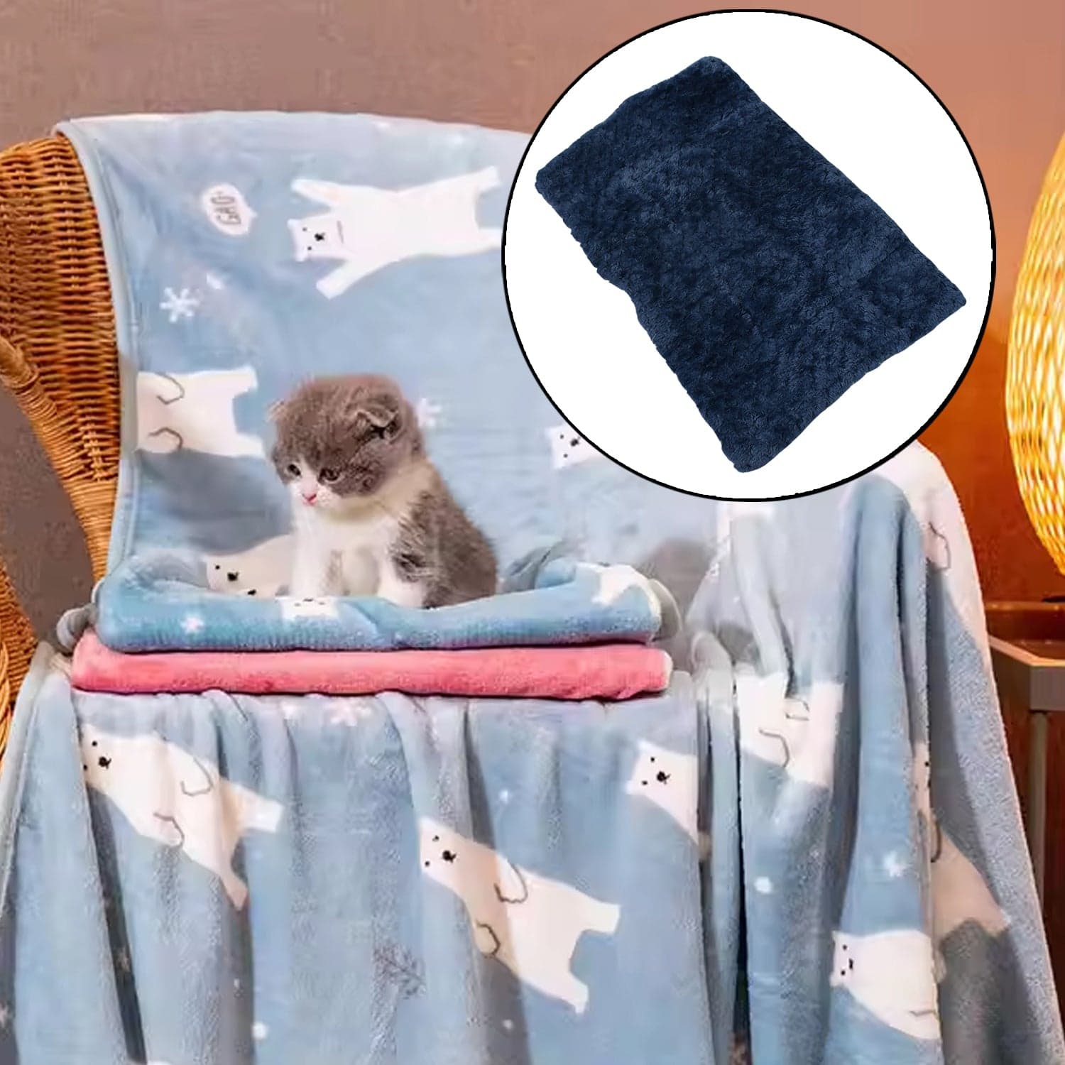Pet Soft Cat Dog Towel, Warm Sleep Mat (50—37 Cm / 1 Pc / Mix Color & Design) thumbnail 4
