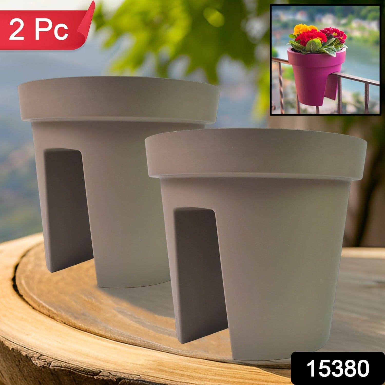 Creative Flower pot Balcony Flower Pot Holder (2 Pc) thumbnail 2