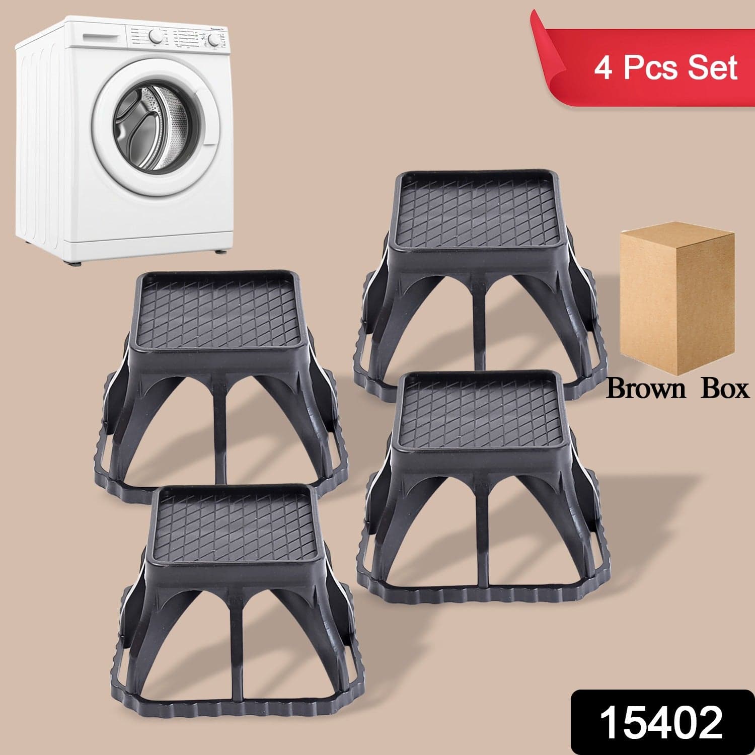 Multi-Purpose Plastic Washing Machine Stand (4 Pcs Set) thumbnail 2
