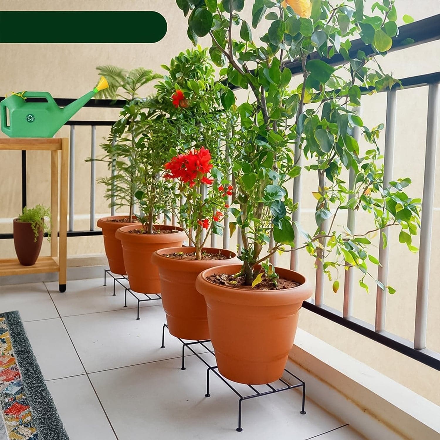 Metal Rectangle Flower plant stand for balcony (60—20 Cm / 2 Pc Set) thumbnail 4