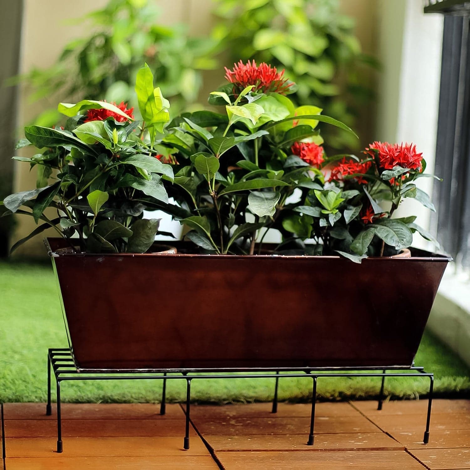 Metal Rectangle Flower plant stand for balcony (60—20 Cm / 2 Pc Set) thumbnail 7