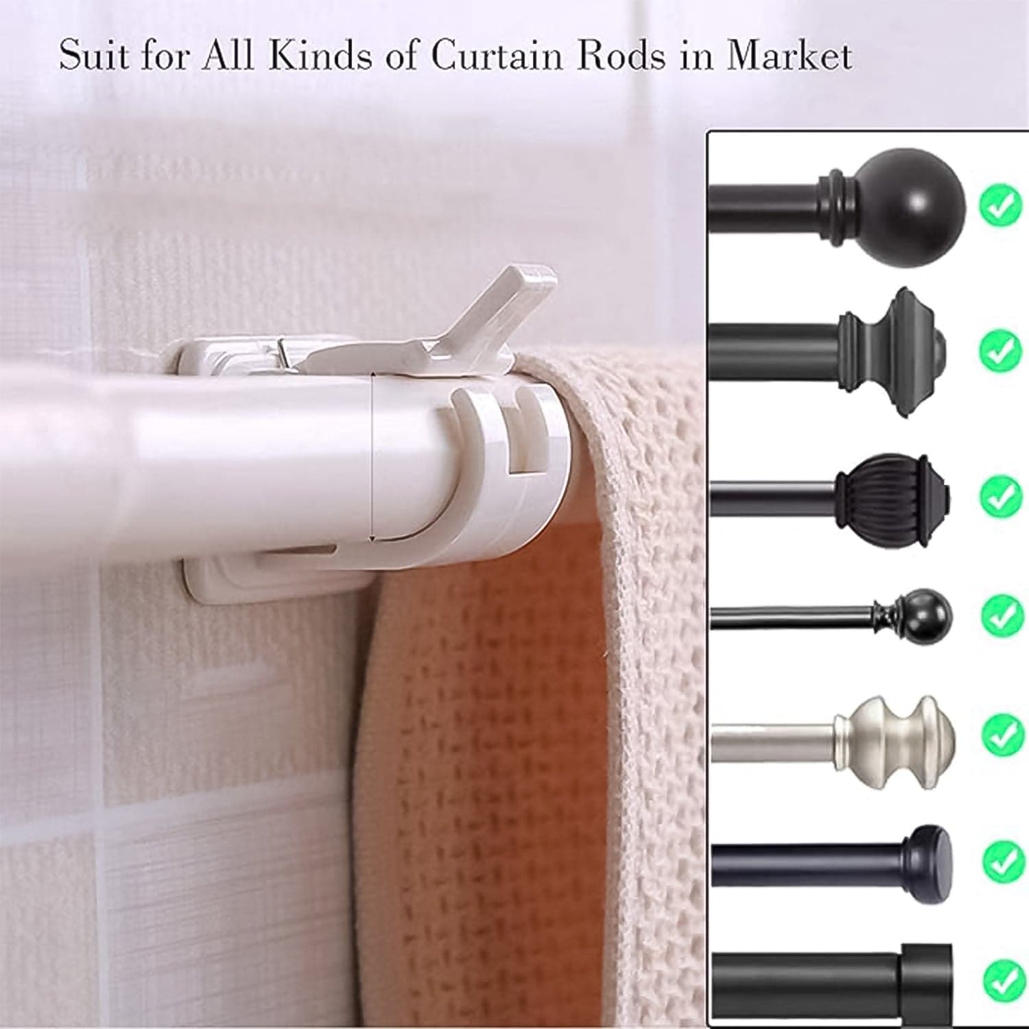Curtain Rod Holder, Self Adhesive Hooks (2 Pcs Set) thumbnail 5