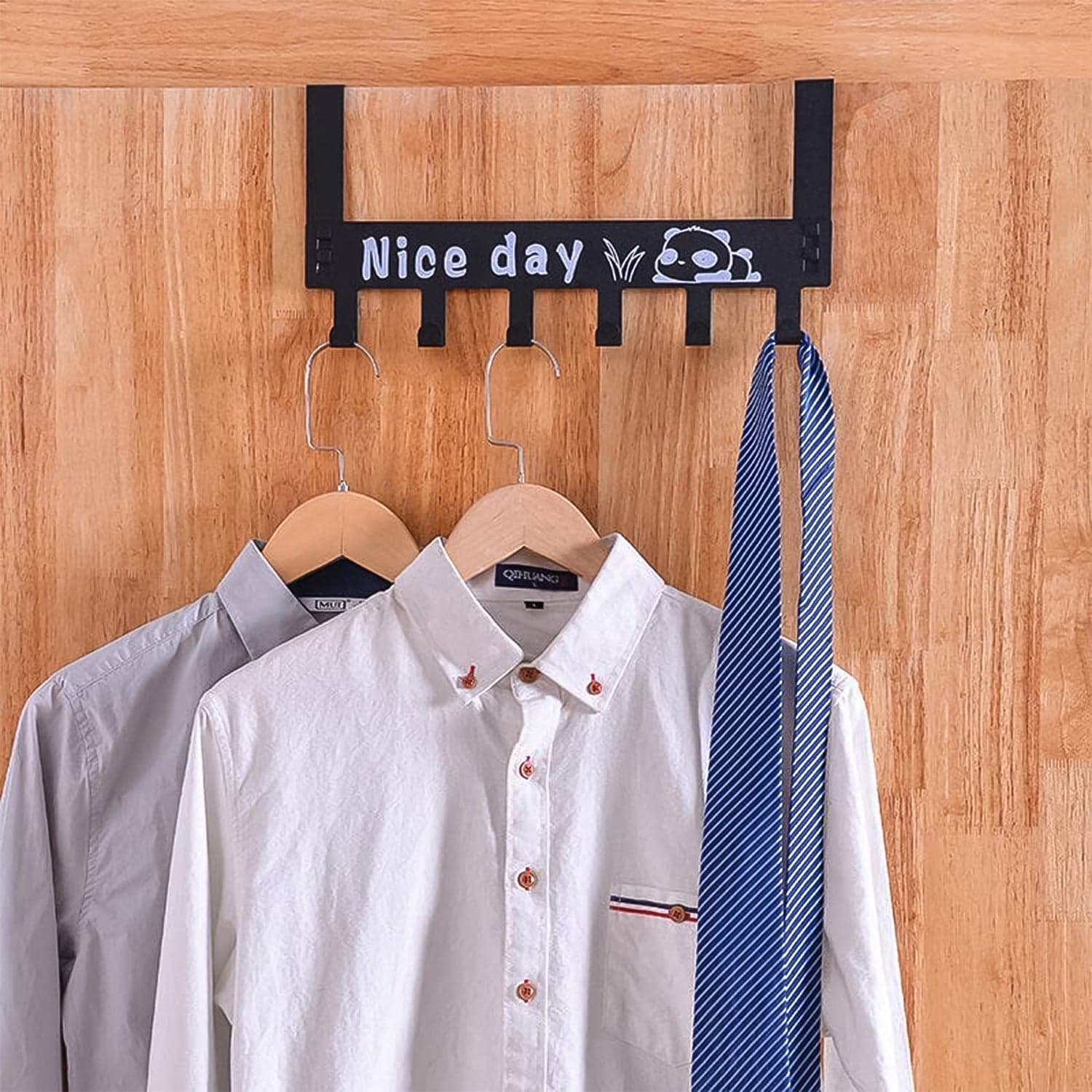 Heavy-Duty Carbon Steel Door Hook Hanger Rack (1 pc / 6 Hook / Black) thumbnail 3
