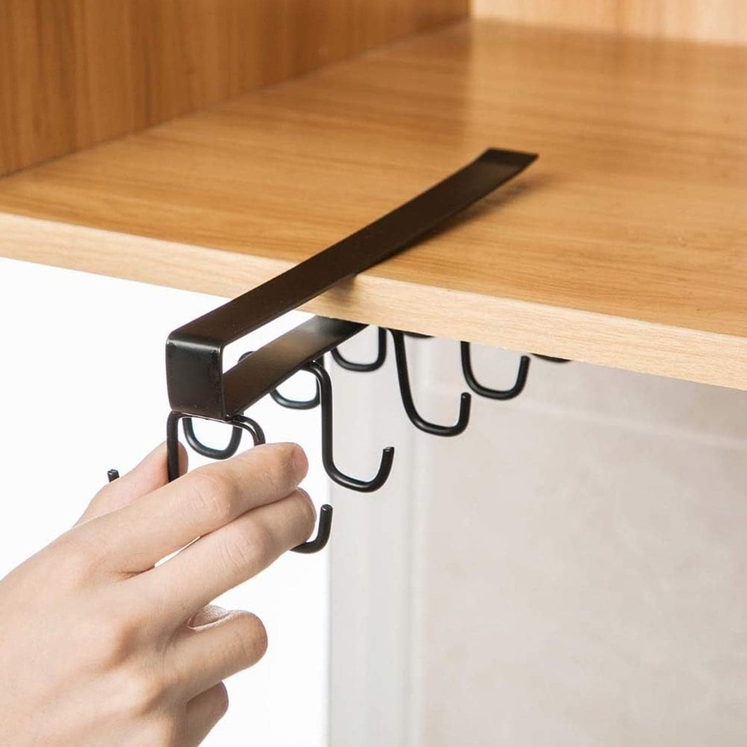 Double-Row Metal cupholder Rack, Multi-Purpose Iron Hanger with 6 Hooks (1 Pc) thumbnail 1