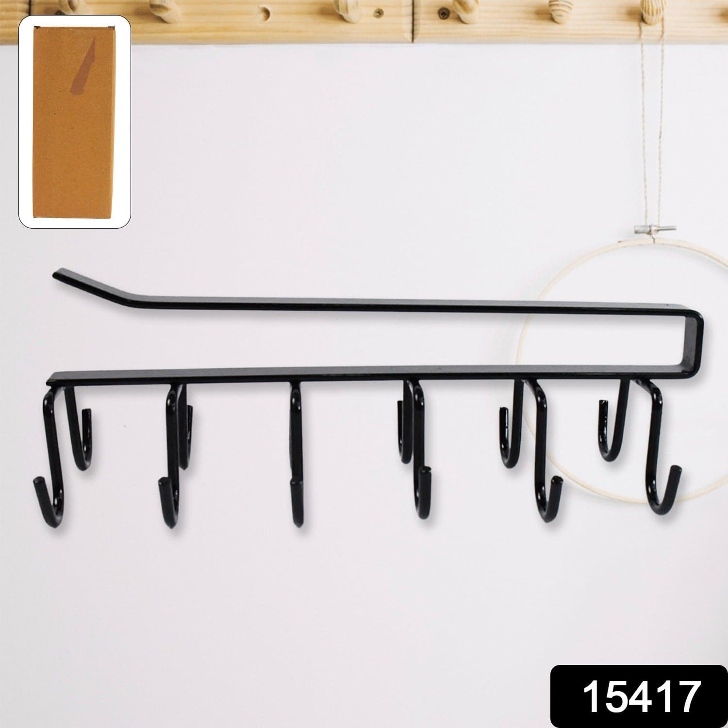 Double-Row Metal cupholder Rack, Multi-Purpose Iron Hanger with 6 Hooks (1 Pc) thumbnail 2