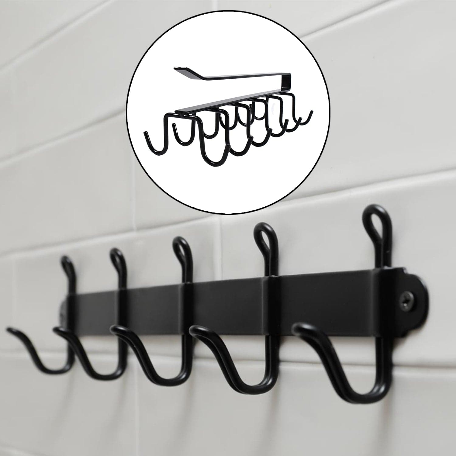 Double-Row Metal cupholder Rack, Multi-Purpose Iron Hanger with 6 Hooks (1 Pc) thumbnail 3