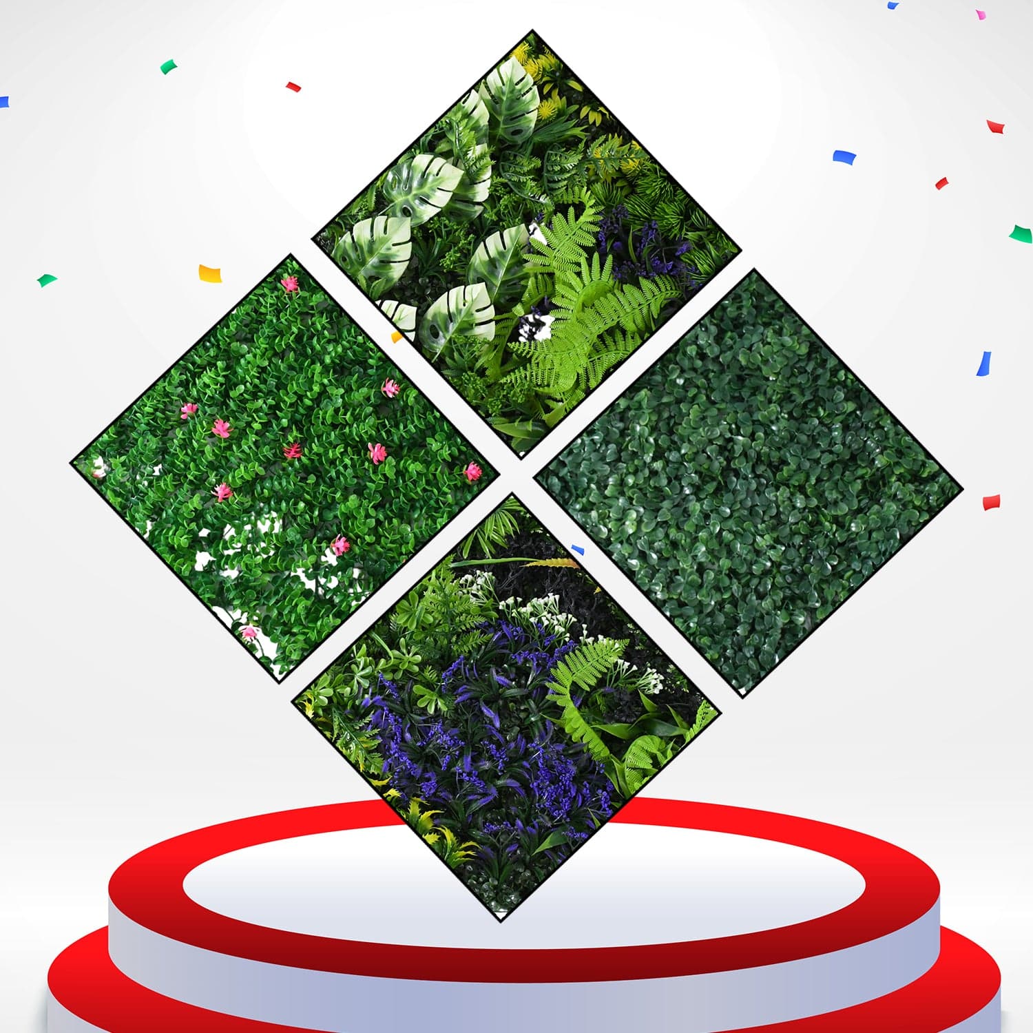 Artificial Plants Wall Topiary Wall Greenery Mat Wall Backdrop Decor (1 Pc Mix Design) thumbnail 6
