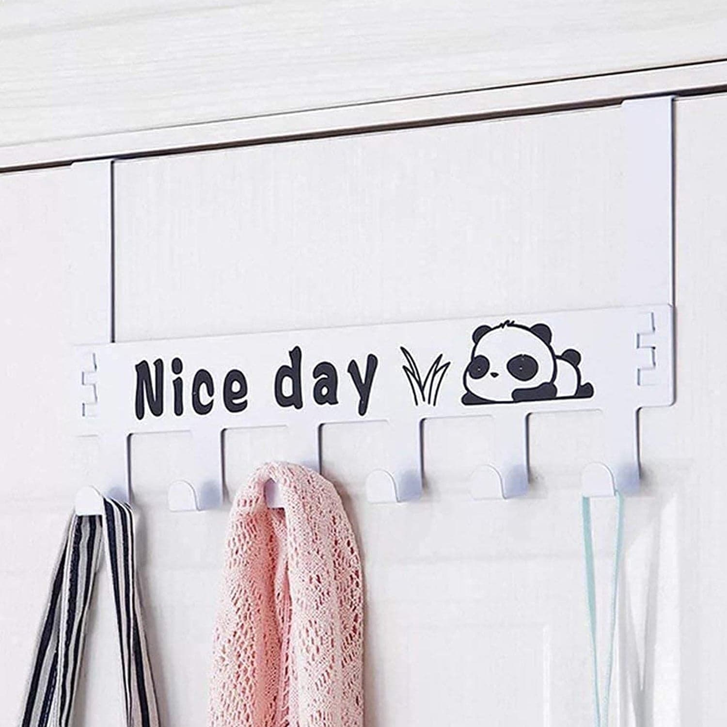 Heavy-Duty Carbon Steel Door Hook Hanger Rack (1 pc / 6 Hook / White) thumbnail 1