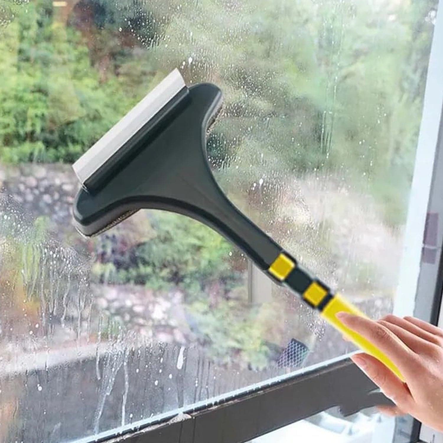 2-in-1 Mesh Cleaning Brush & Wiper with Extended Handle of Window Cleaner (1 Pc) thumbnail 1