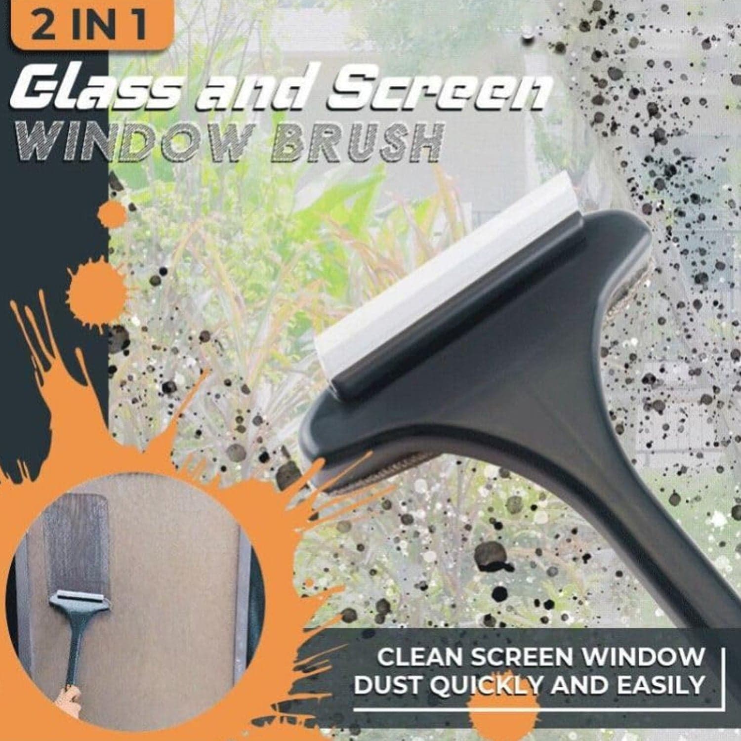 2-in-1 Mesh Cleaning Brush & Wiper with Extended Handle of Window Cleaner (1 Pc) thumbnail 5